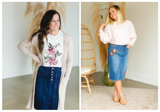 4 Spring Ready Ways to Wear Modest Denim Skirts Inherit Co. Inherit Co
