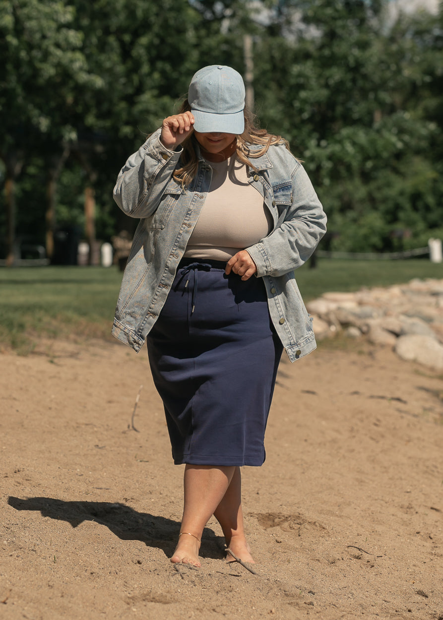 Dani Navy Everyday Midi Skirt