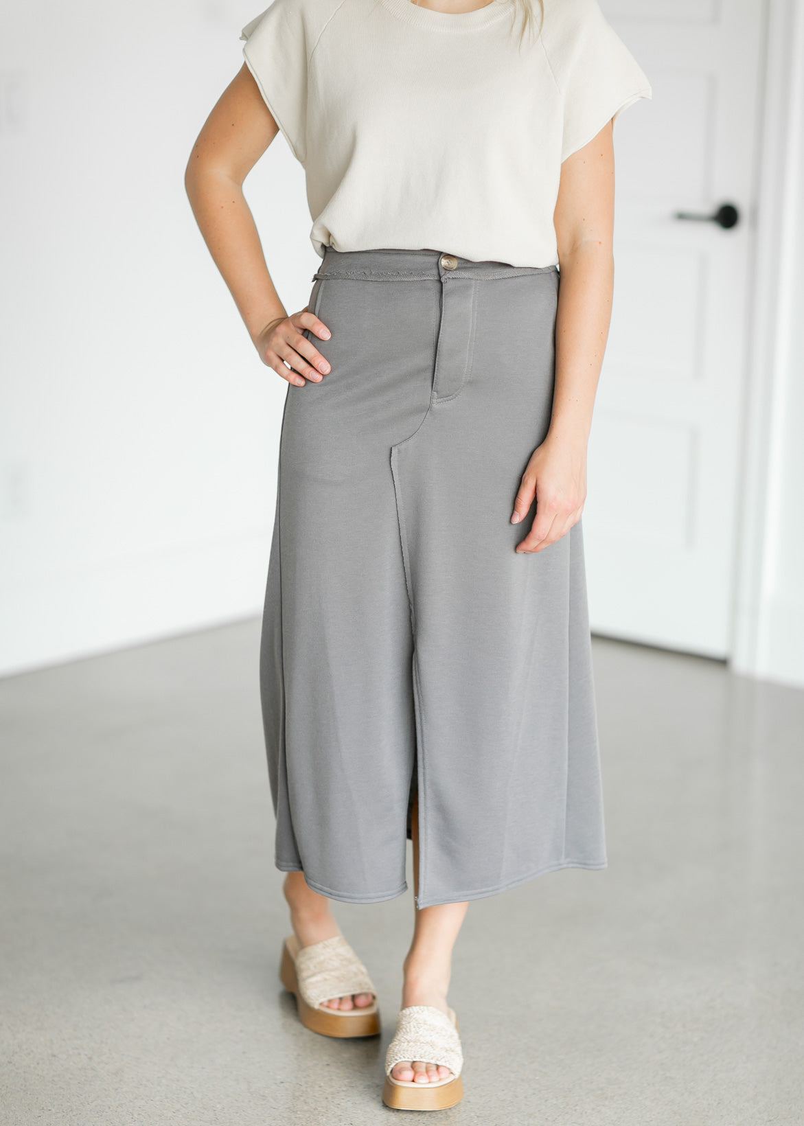 A-line Knit Midi Skirt Skirts