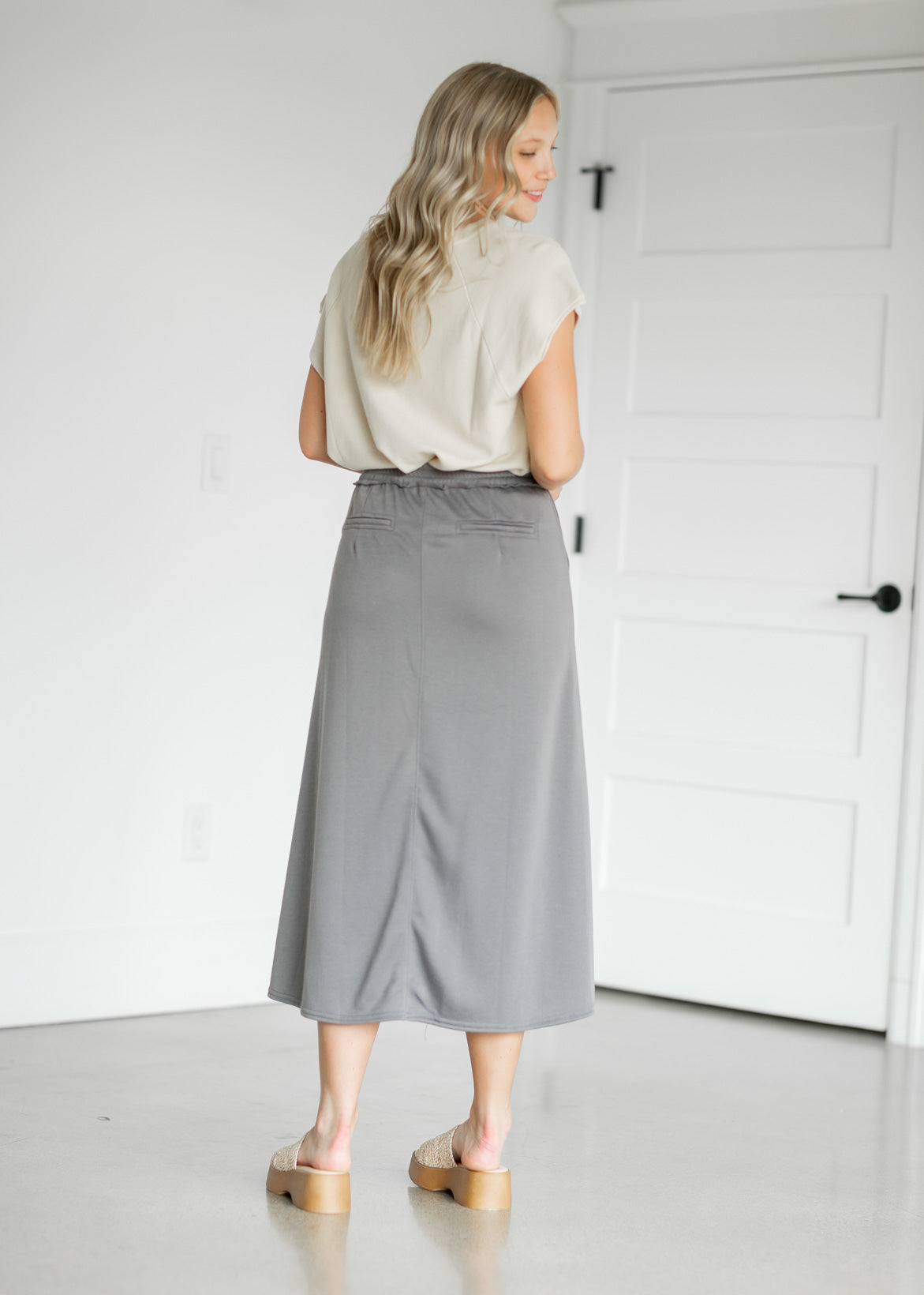 A-line Knit Midi Skirt Skirts