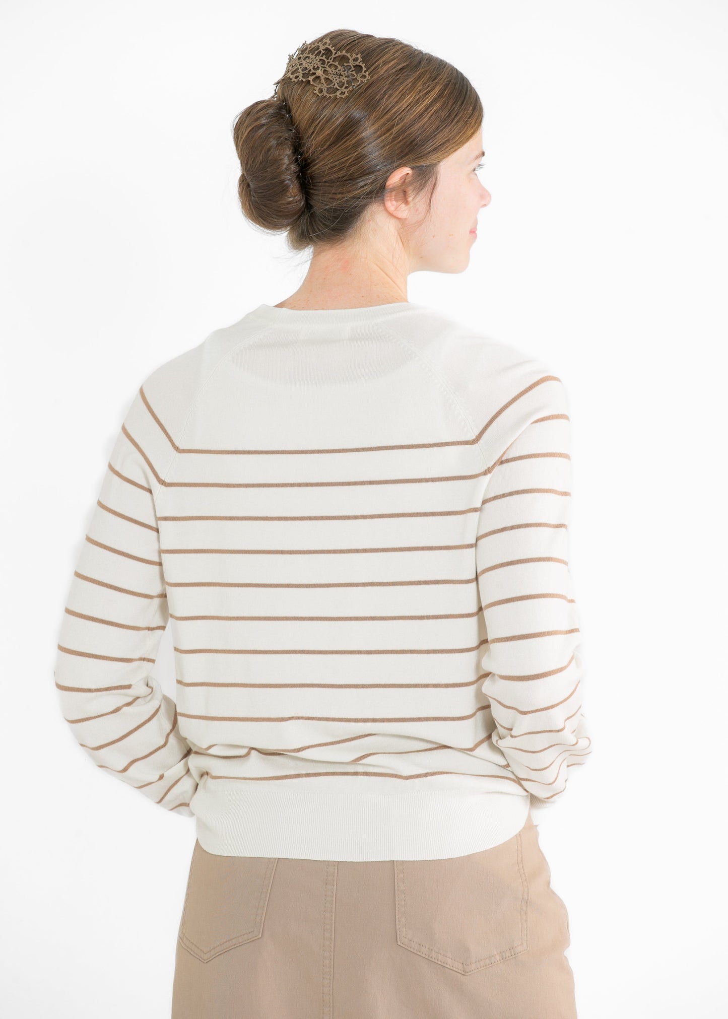 Alice Lightweight Striped Long Sleeve Sweater FF Tops
