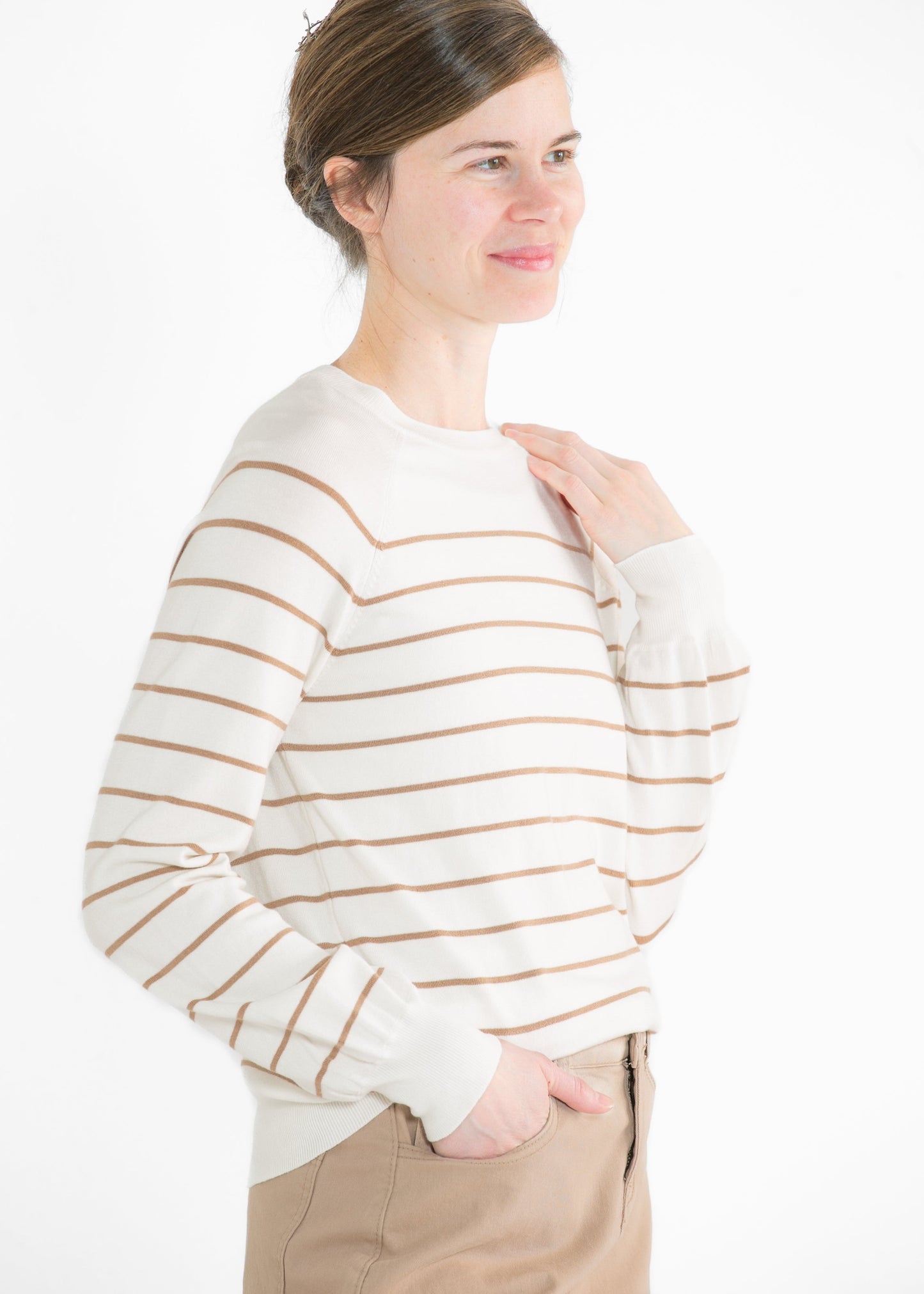 Alice Lightweight Striped Long Sleeve Sweater FF Tops