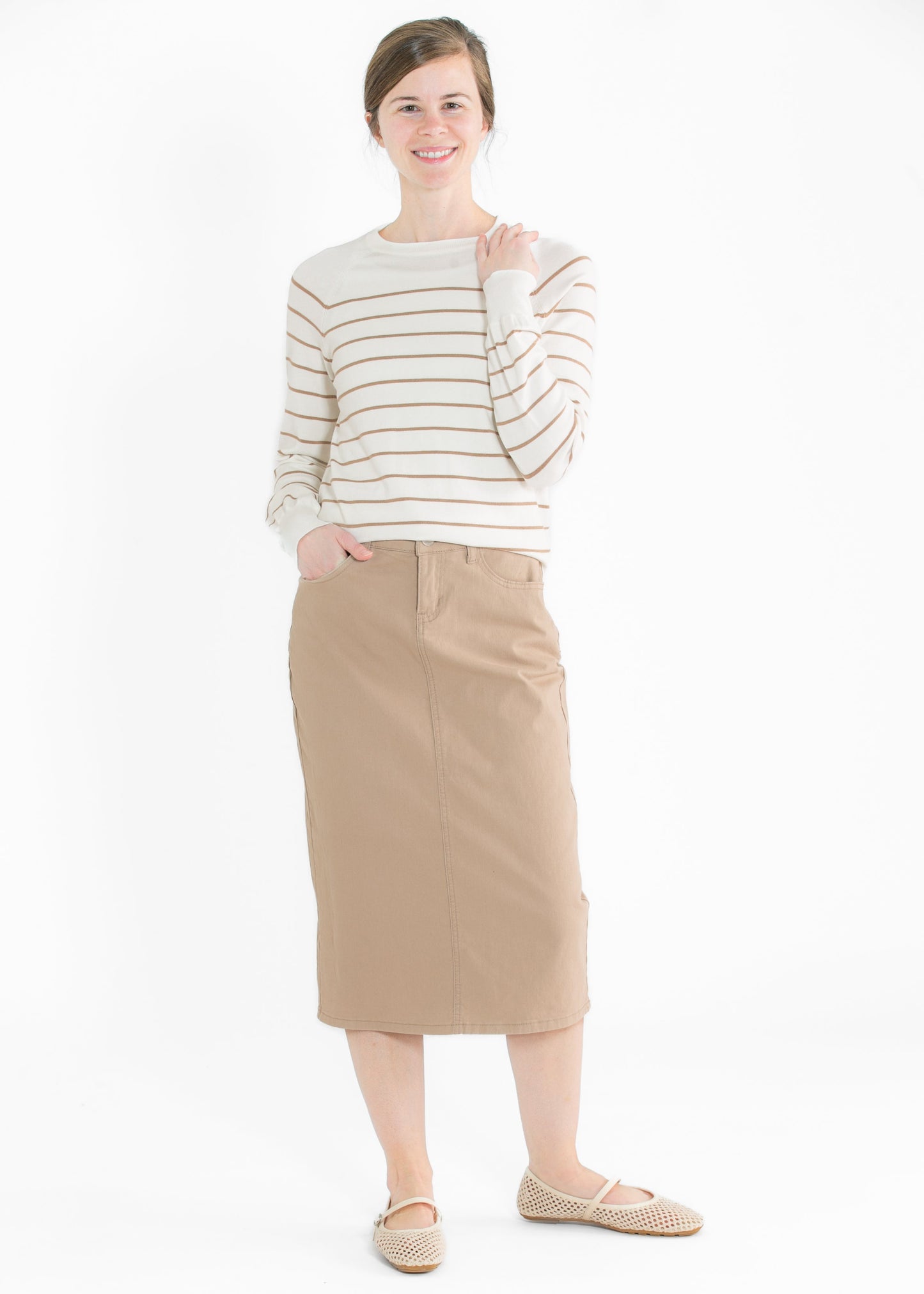 Alice Lightweight Striped Long Sleeve Sweater FF Tops