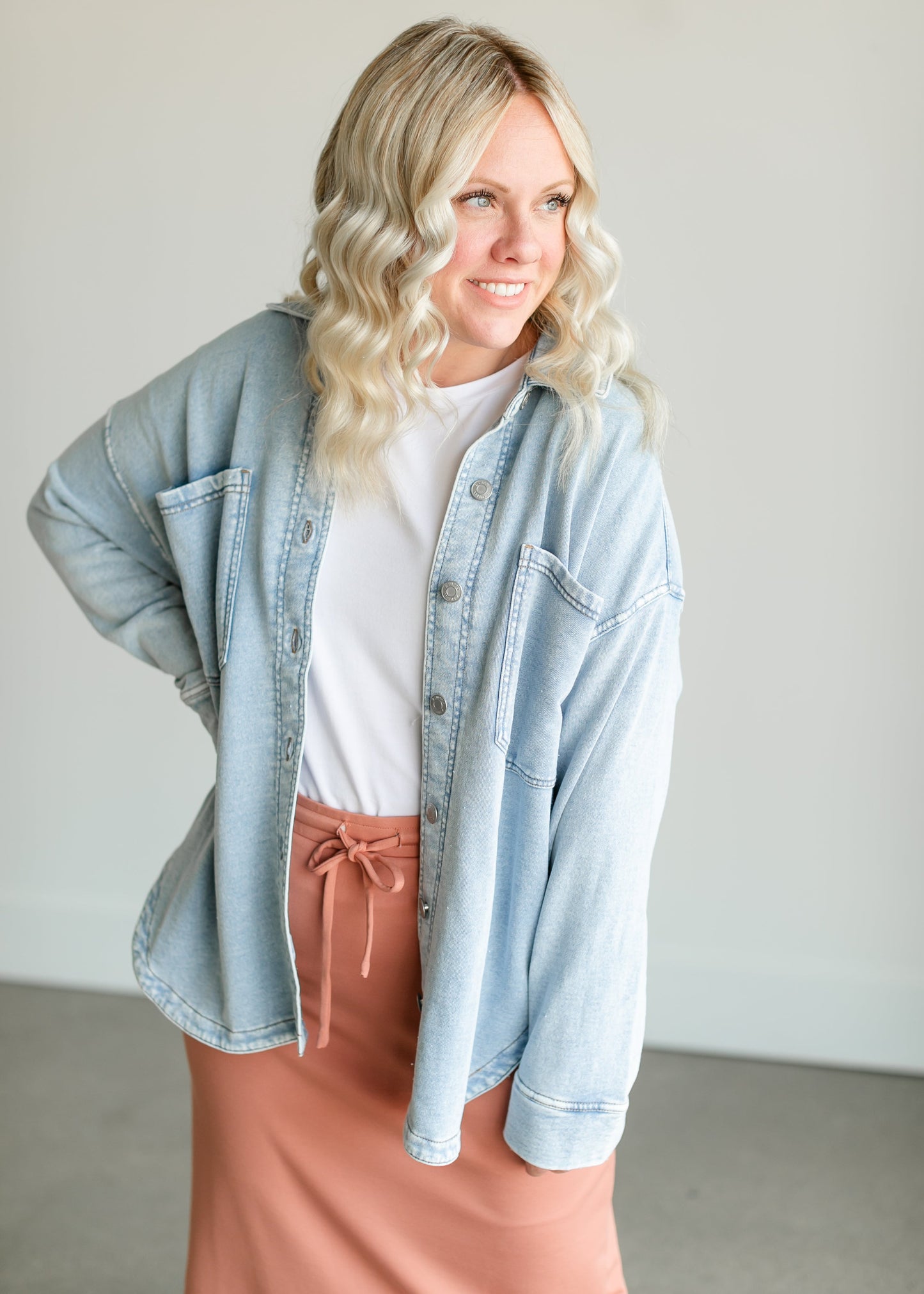 All Day Knit Denim Jacket FF Tops