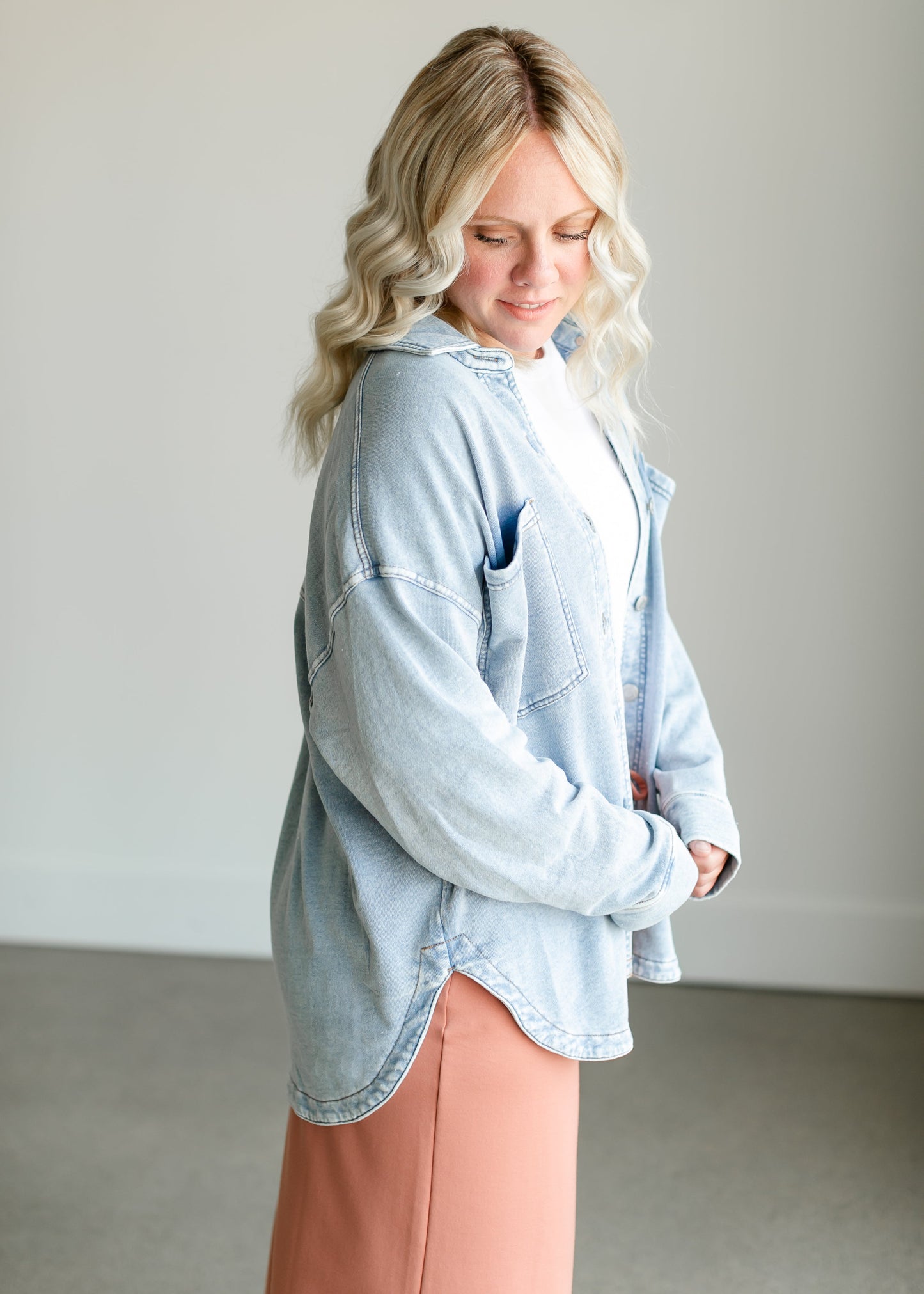 All Day Knit Denim Jacket FF Tops