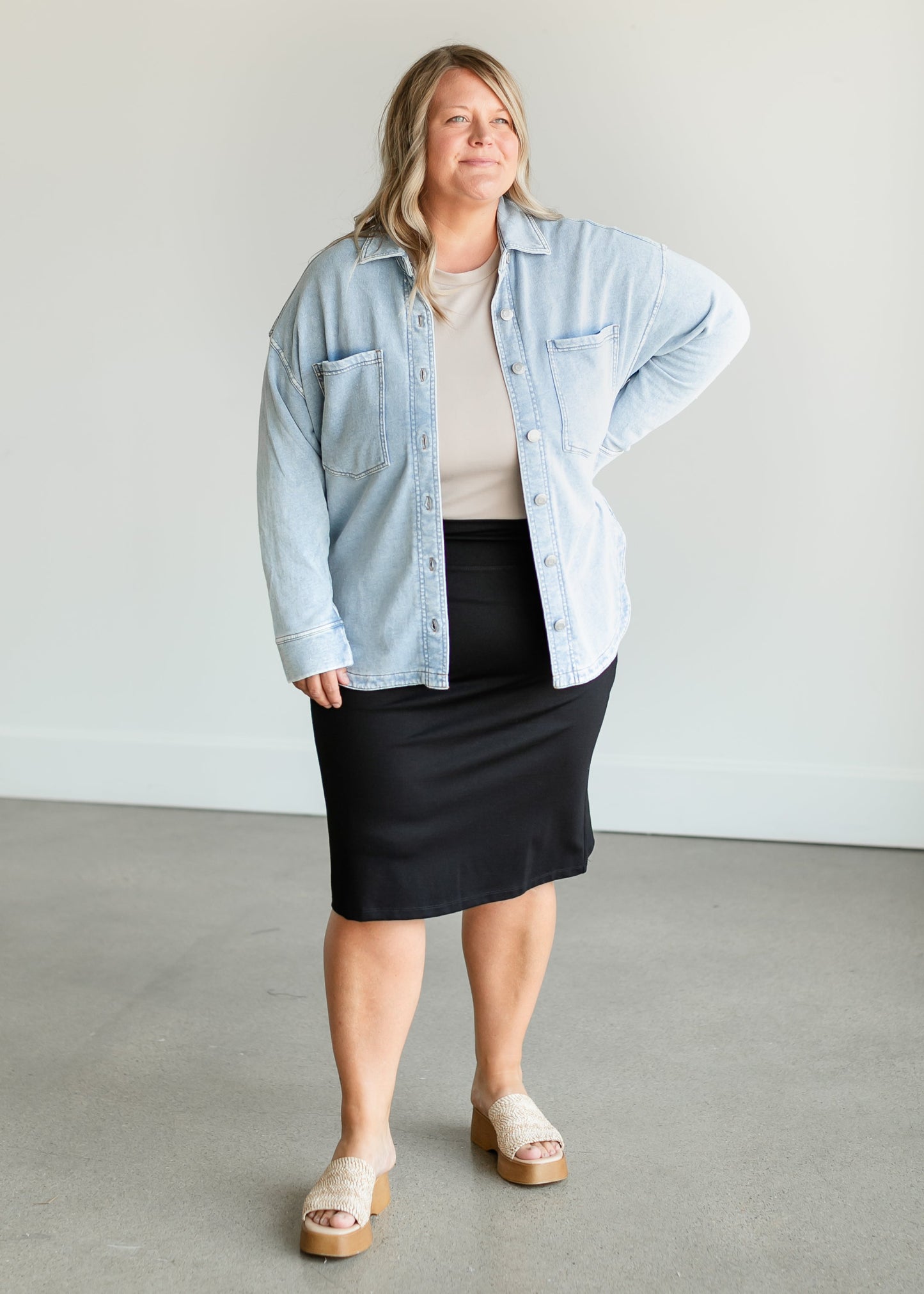 All Day Knit Denim Jacket FF Tops