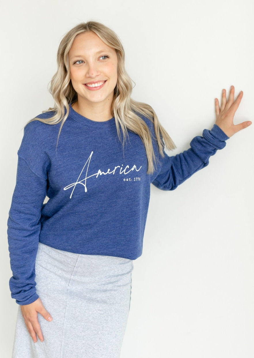 America 1776 Graphic Sweatshirt Tops