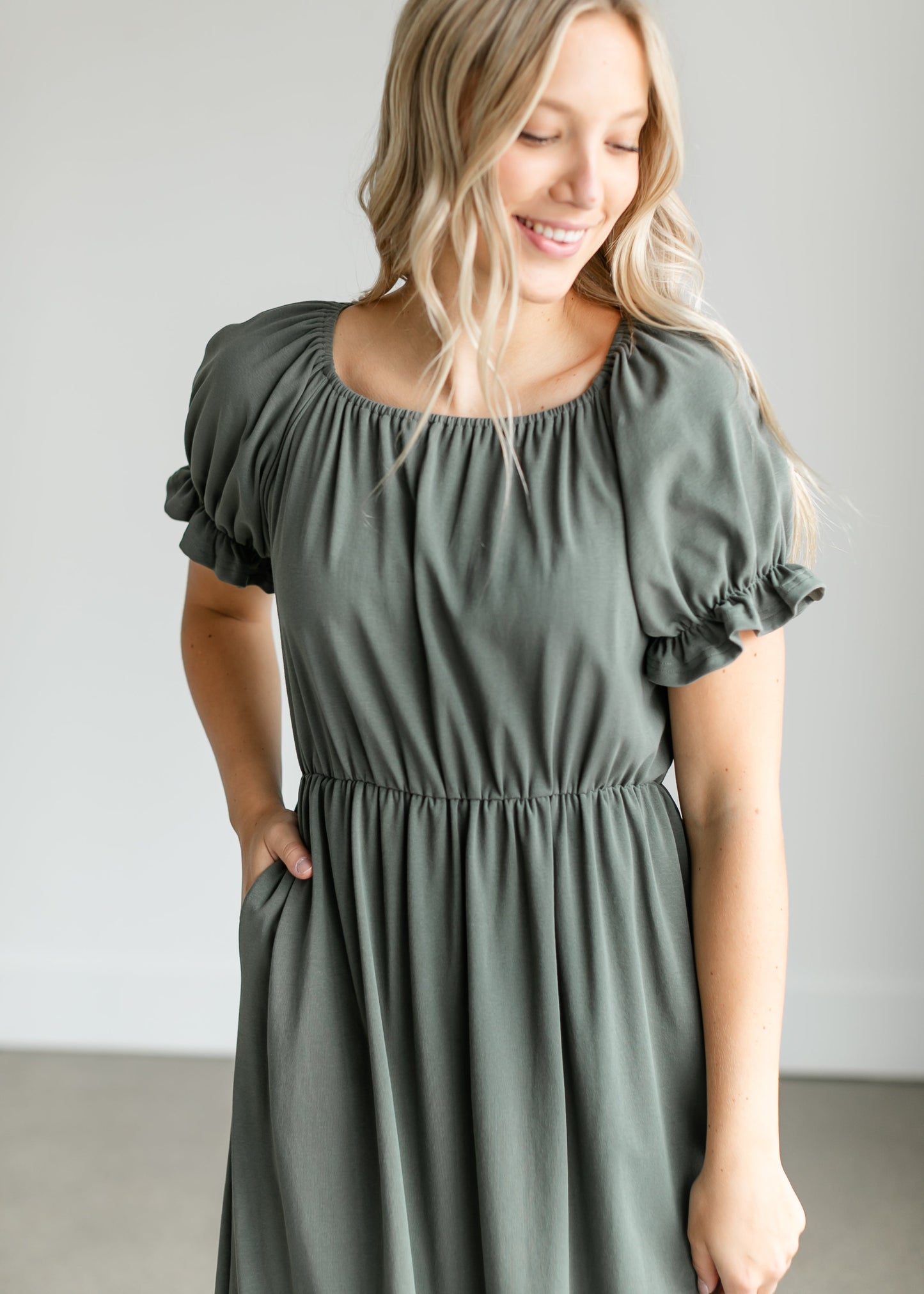 Amy Puff Sleeve Midi Dress IC Dresses