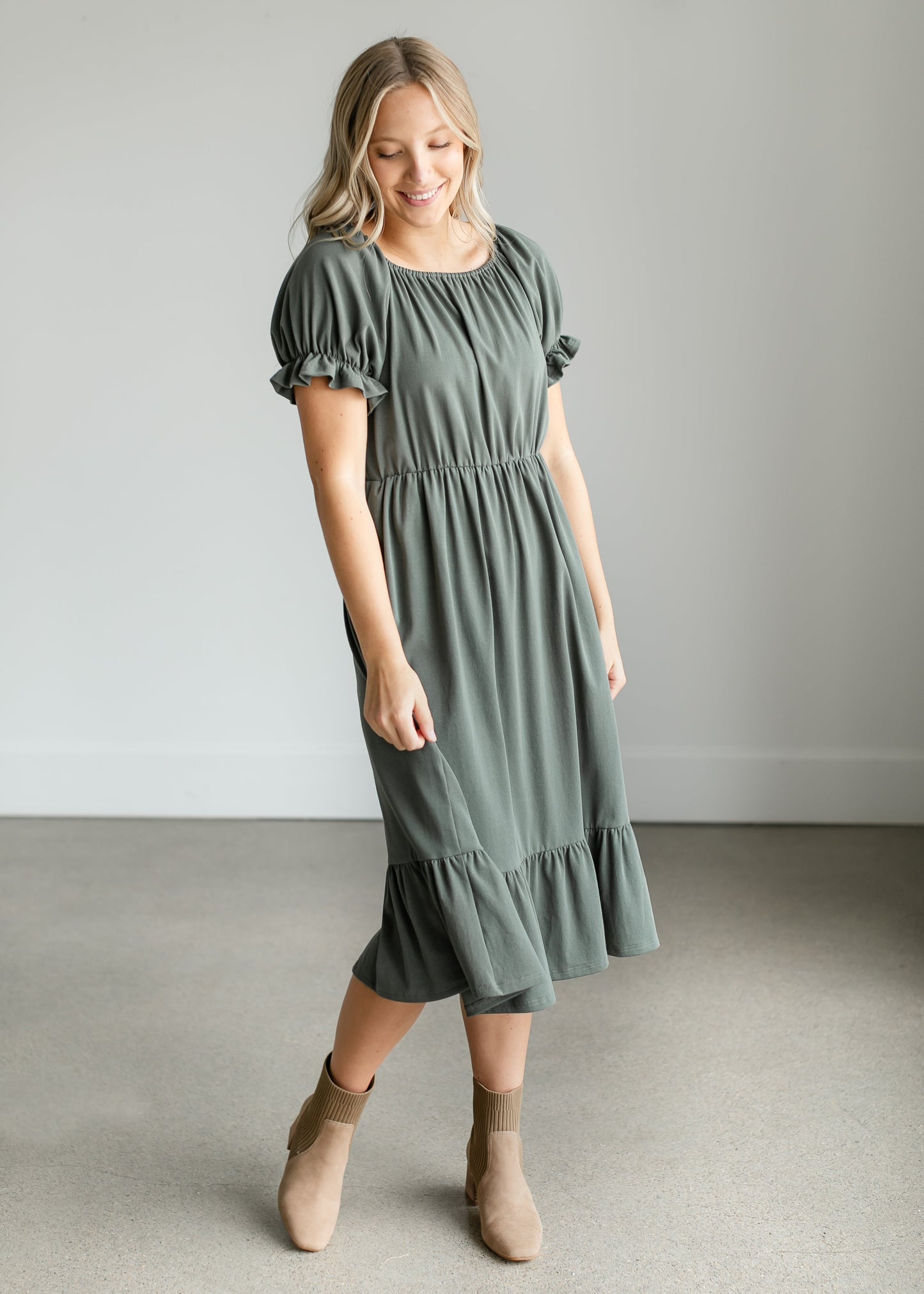 Amy Puff Sleeve Midi Dress IC Dresses