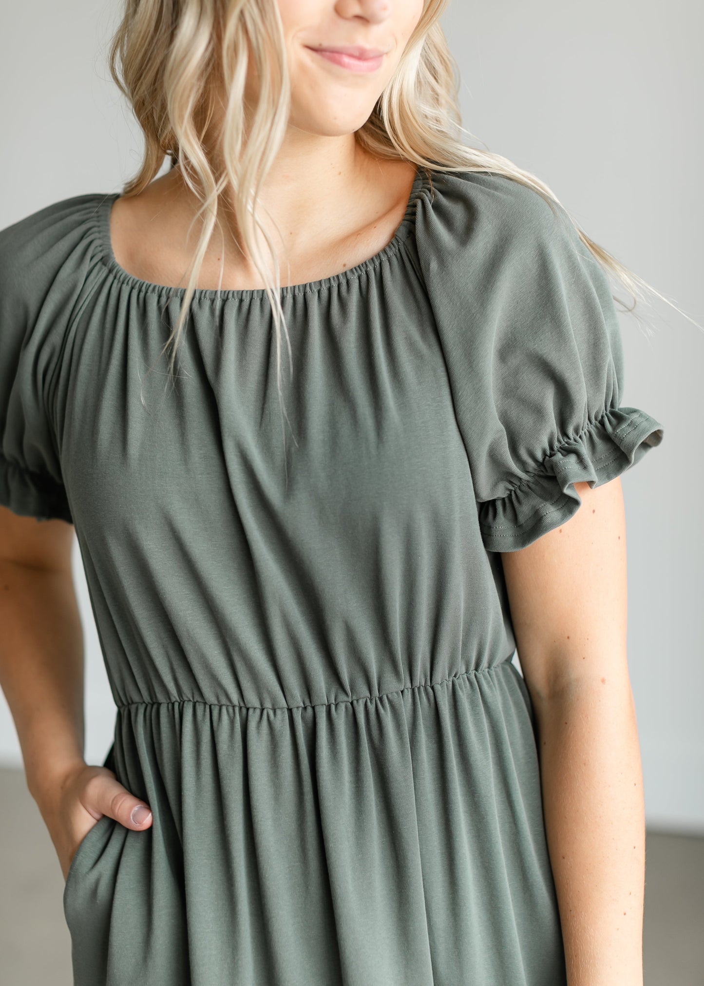 Amy Puff Sleeve Midi Dress IC Dresses