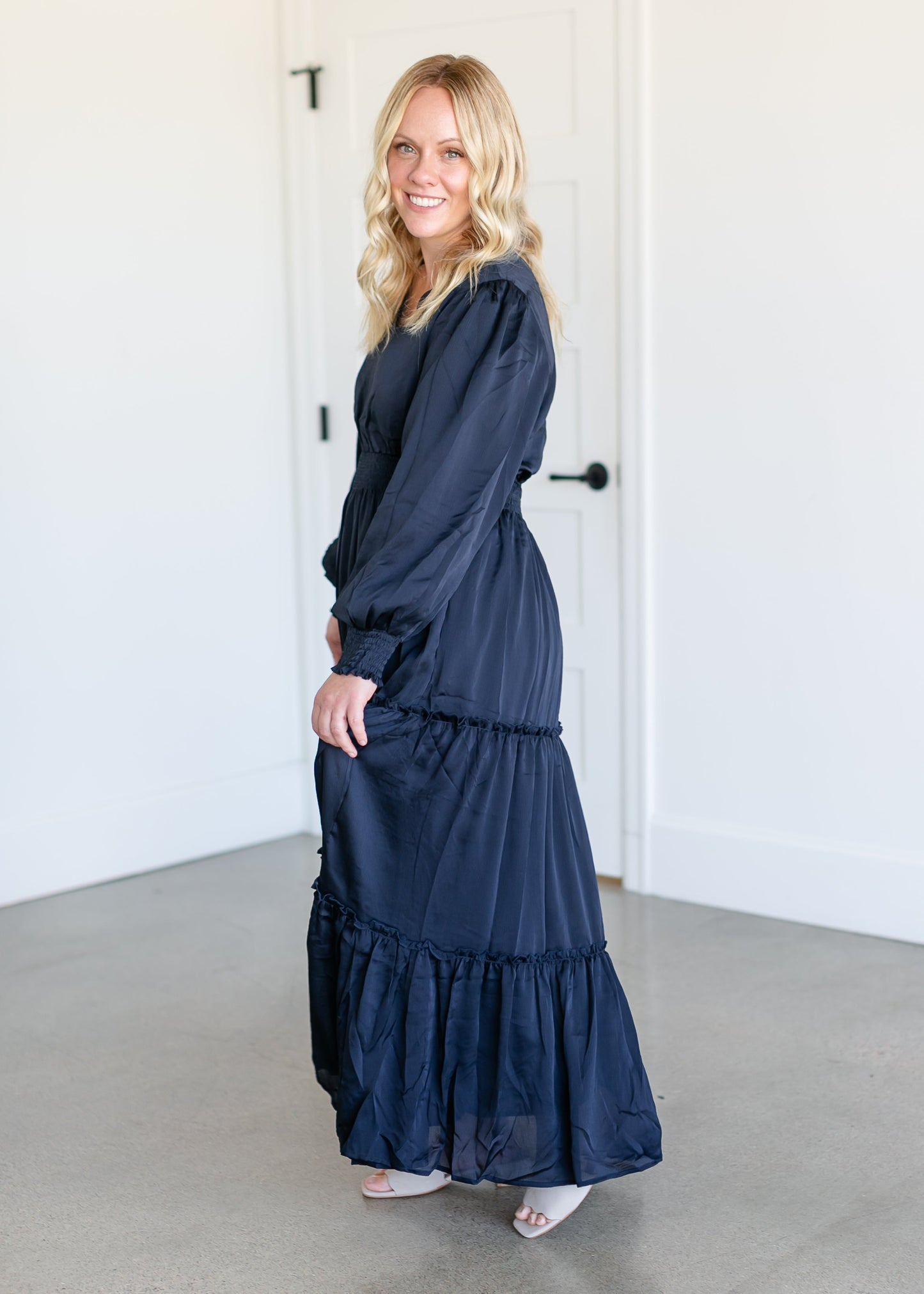 Anastasia Long Sleeve Satin Maxi Dress FF Dresses