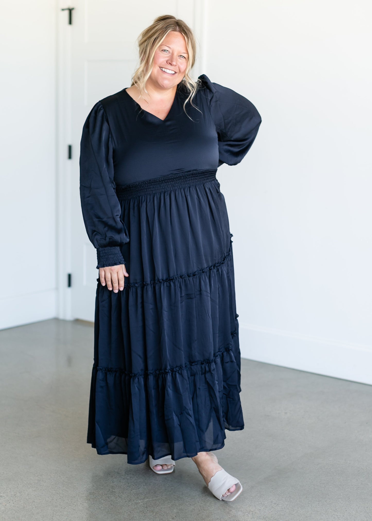 Anastasia Long Sleeve Satin Maxi Dress FF Dresses