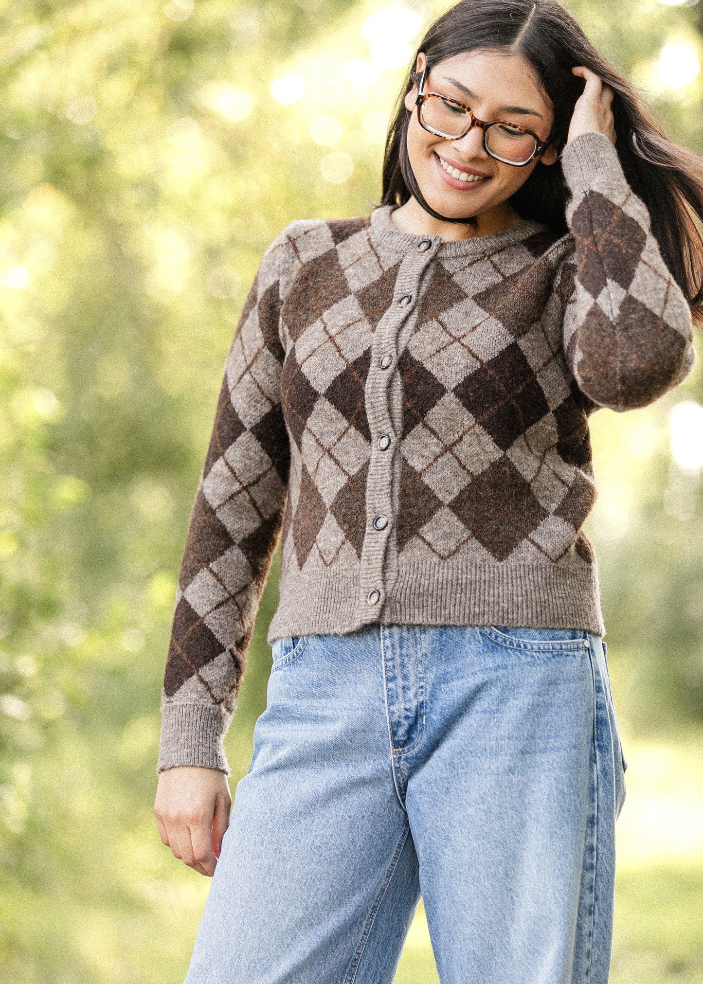 Argyle Button Up Cardigan FF Layering Essentials