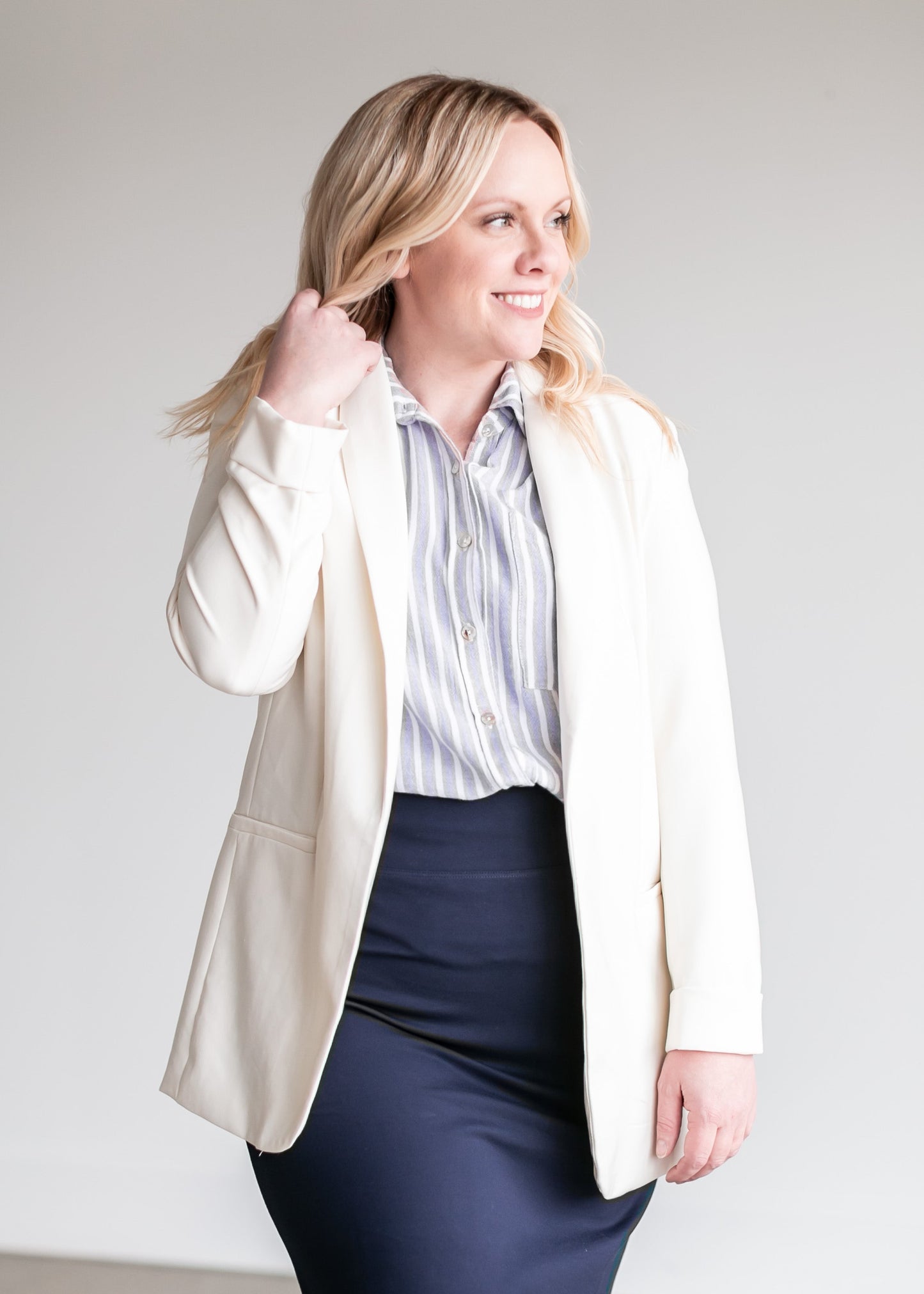 Basic Open Front Blazer - FINAL SALE FF Tops Ivory / S