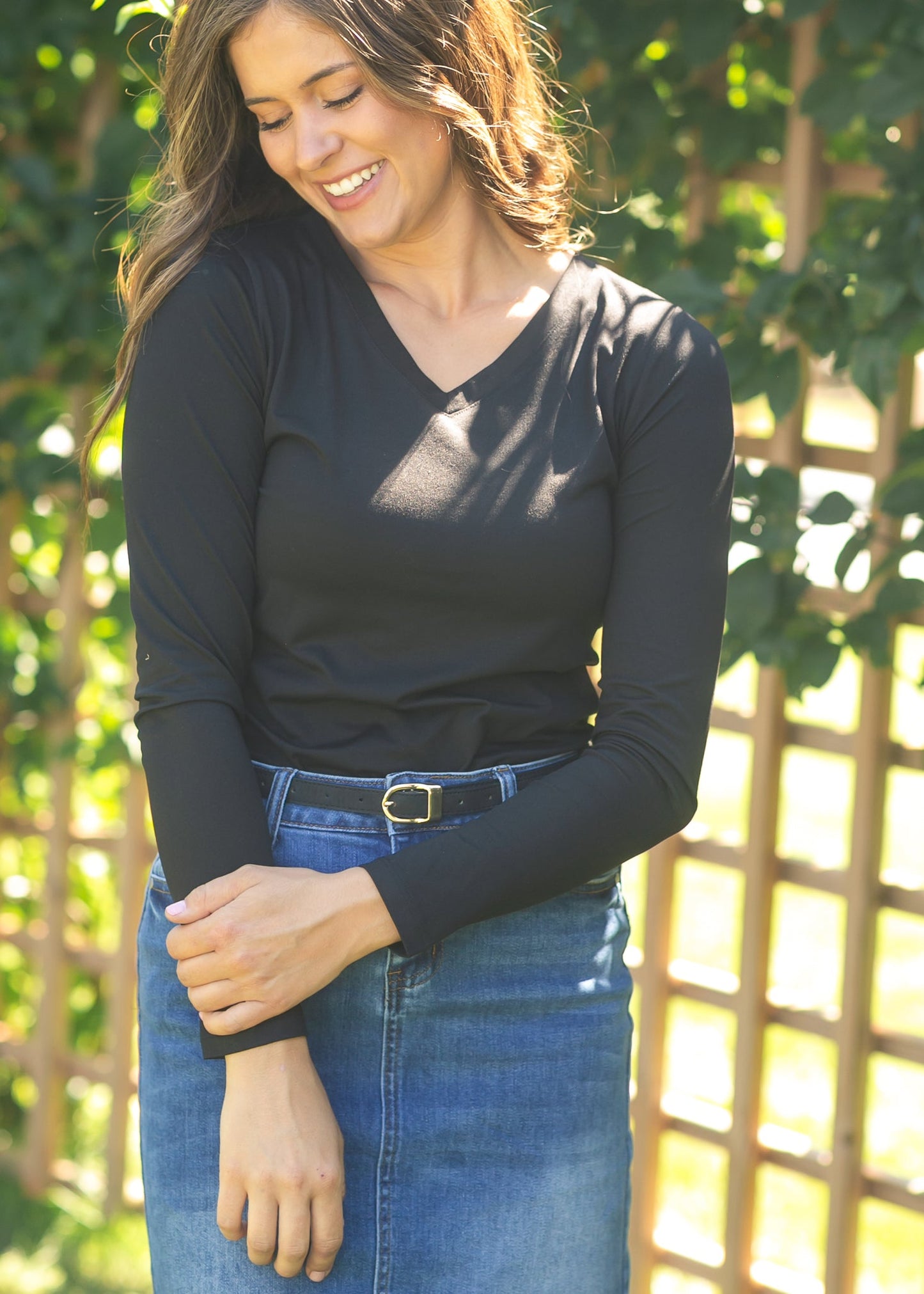 Basic Soft V-Neck Long Sleeve Tee (Copy) FF Tops