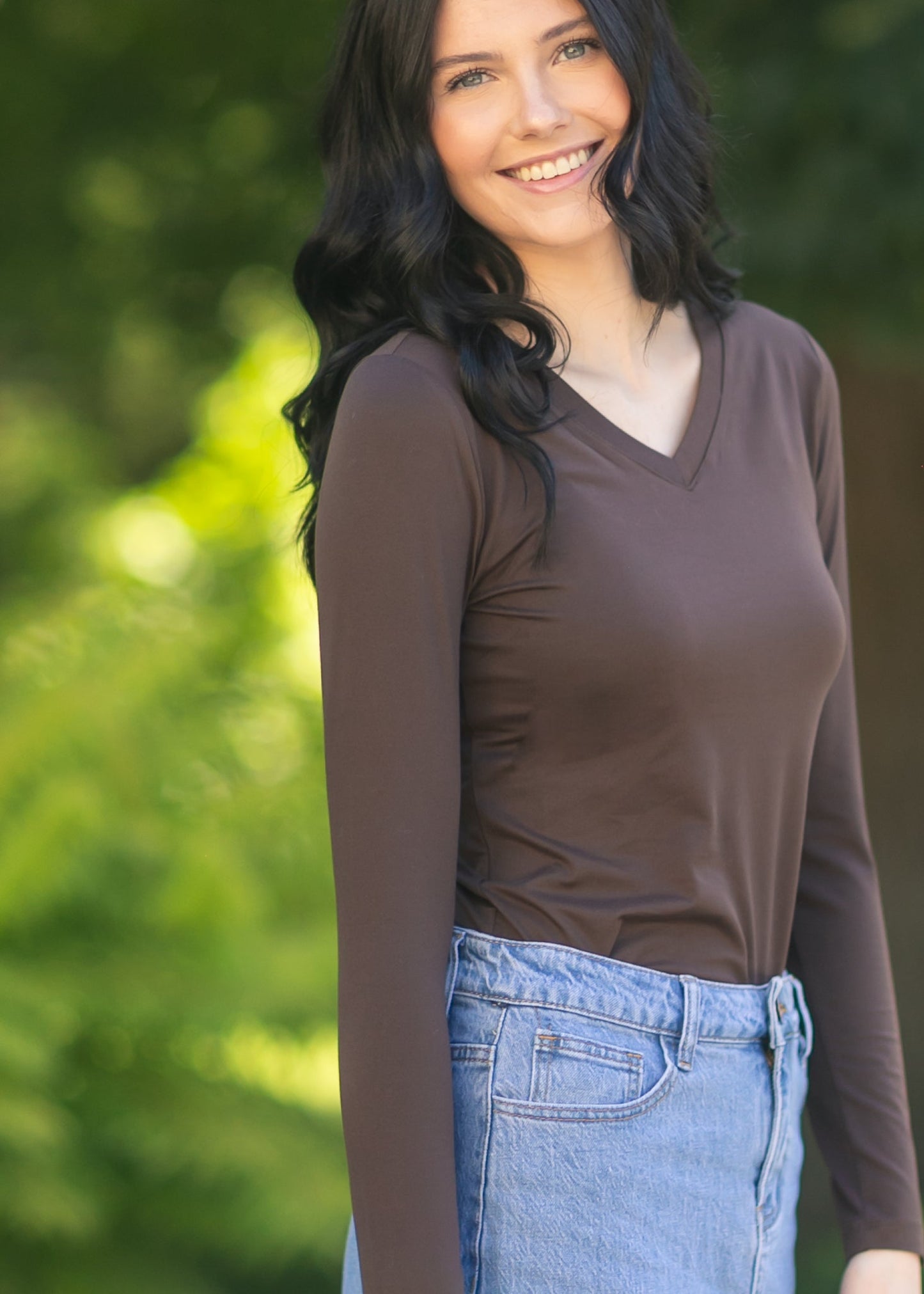 Basic Soft V-Neck Long Sleeve Tee (Copy) FF Tops