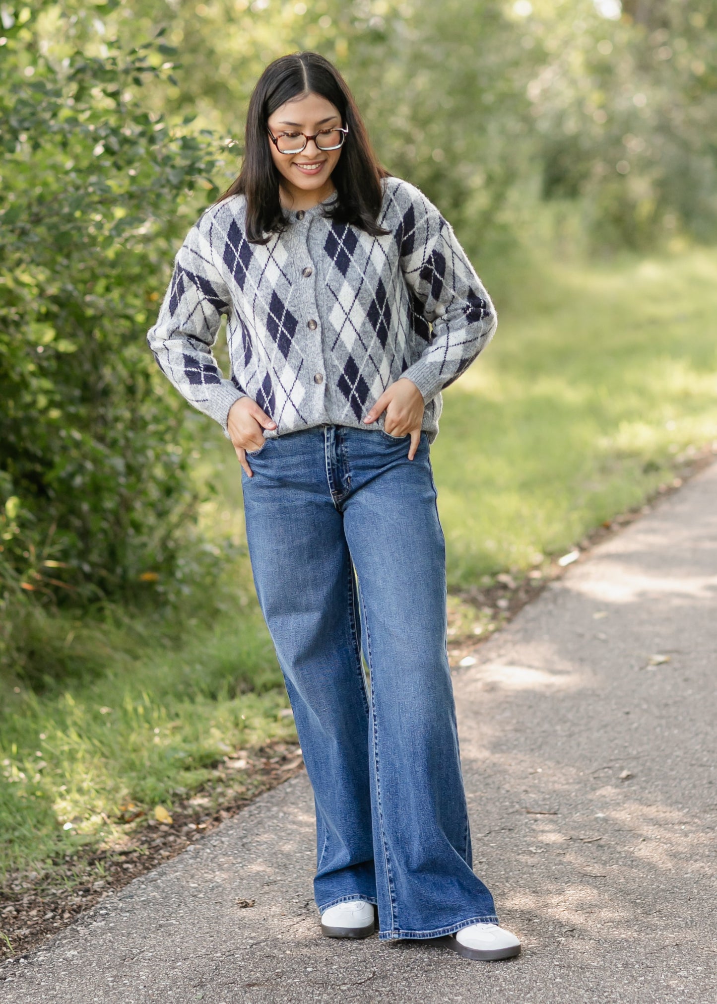 Bec Argyle Button Up Cardigan FF Layering Essentials