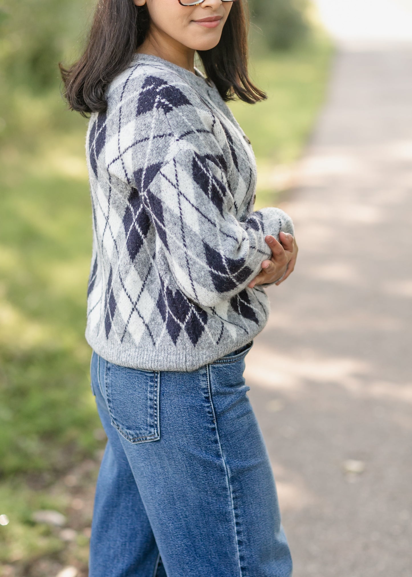 Bec Argyle Button Up Cardigan FF Layering Essentials