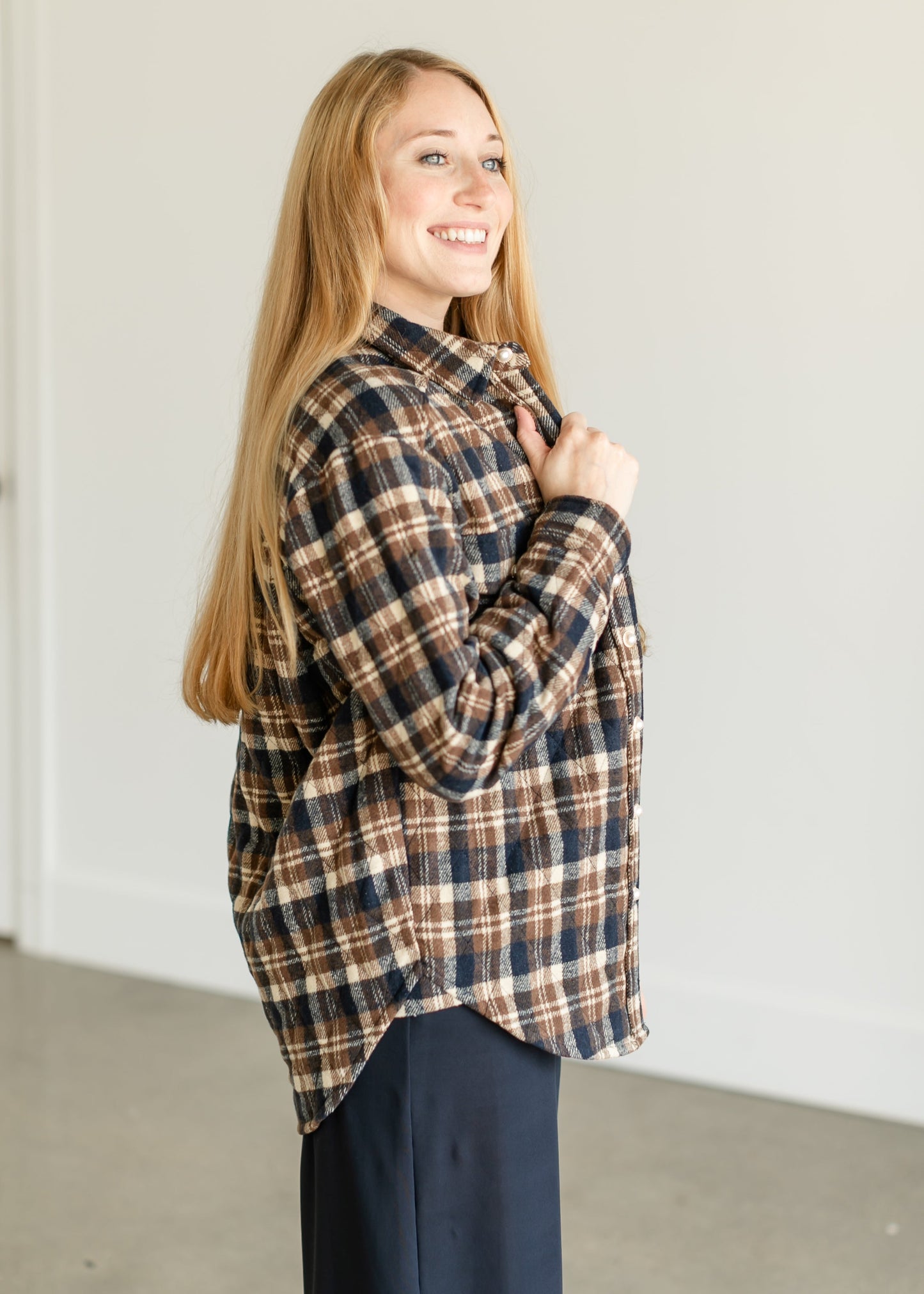 Belle Plaid Quilted Shacket FF Tops