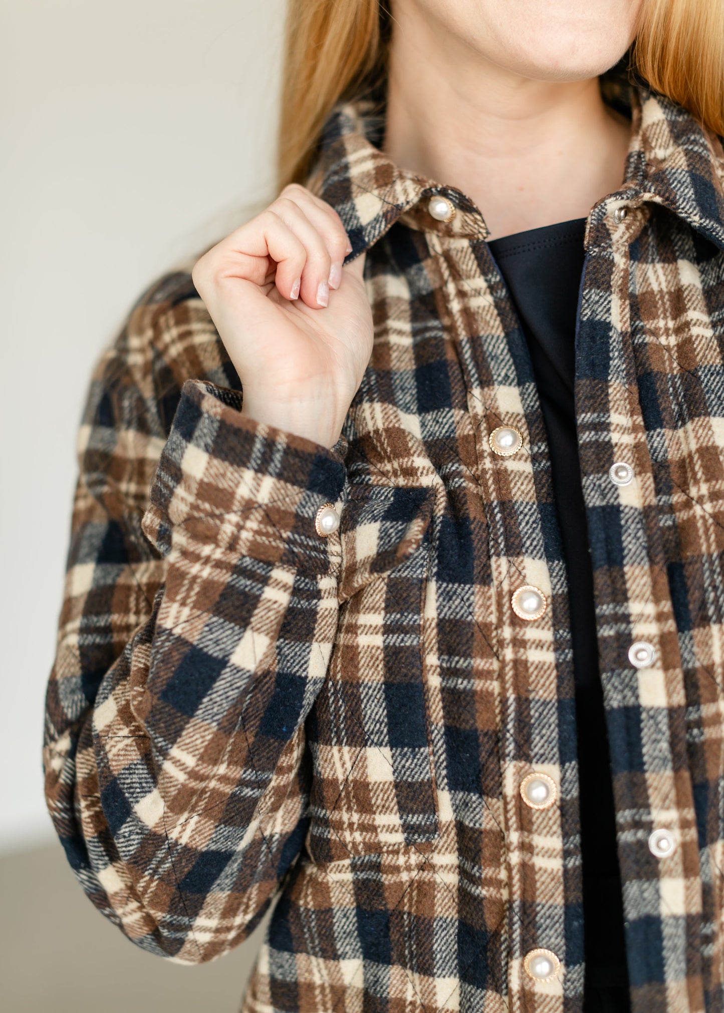 Belle Plaid Quilted Shacket FF Tops