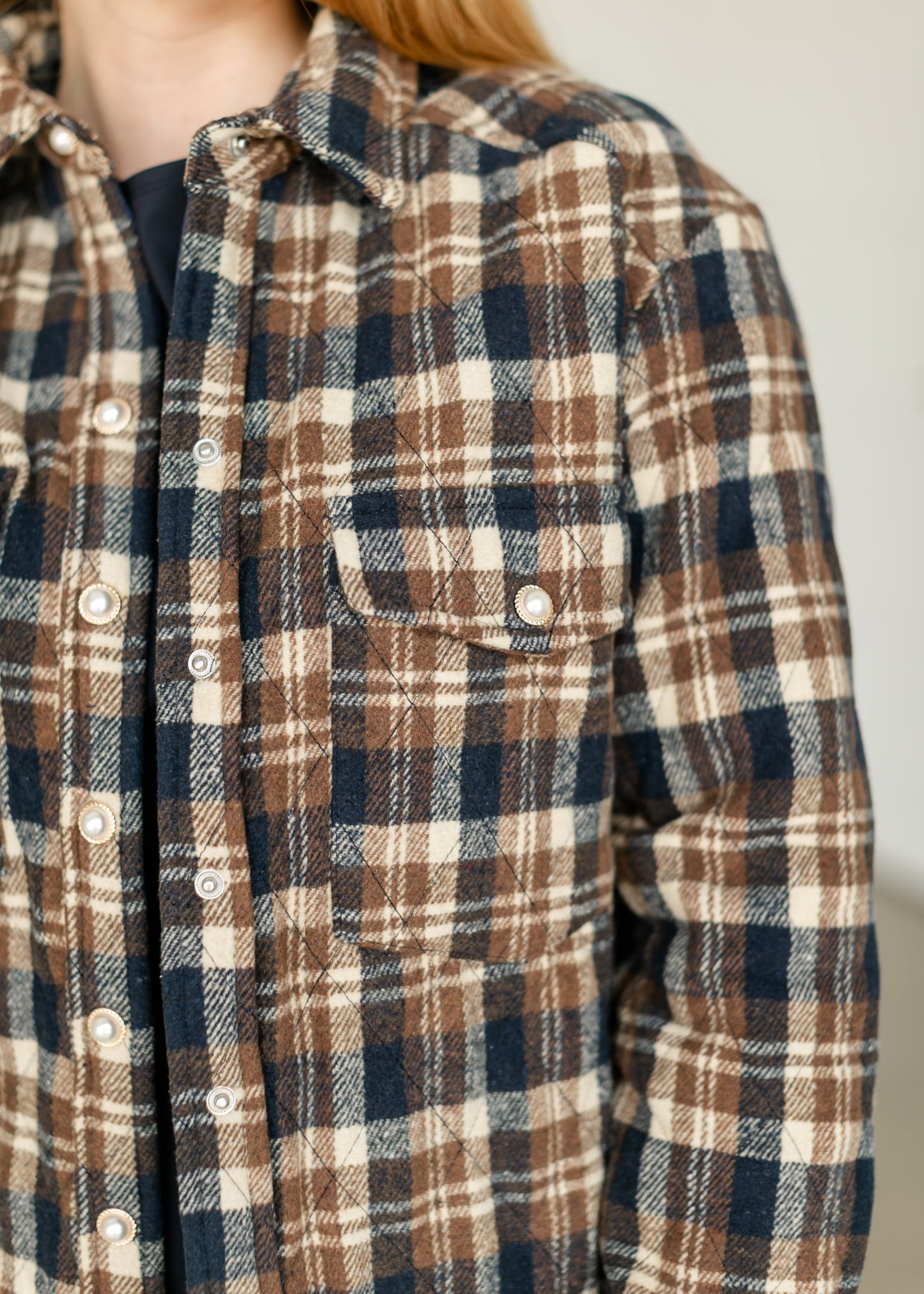Belle Plaid Quilted Shacket FF Tops
