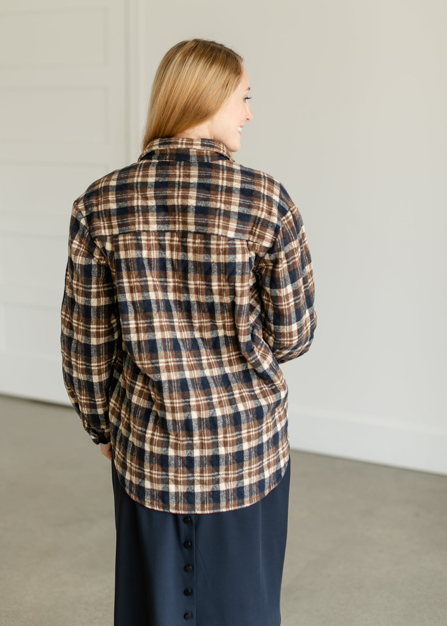 Belle Plaid Quilted Shacket FF Tops