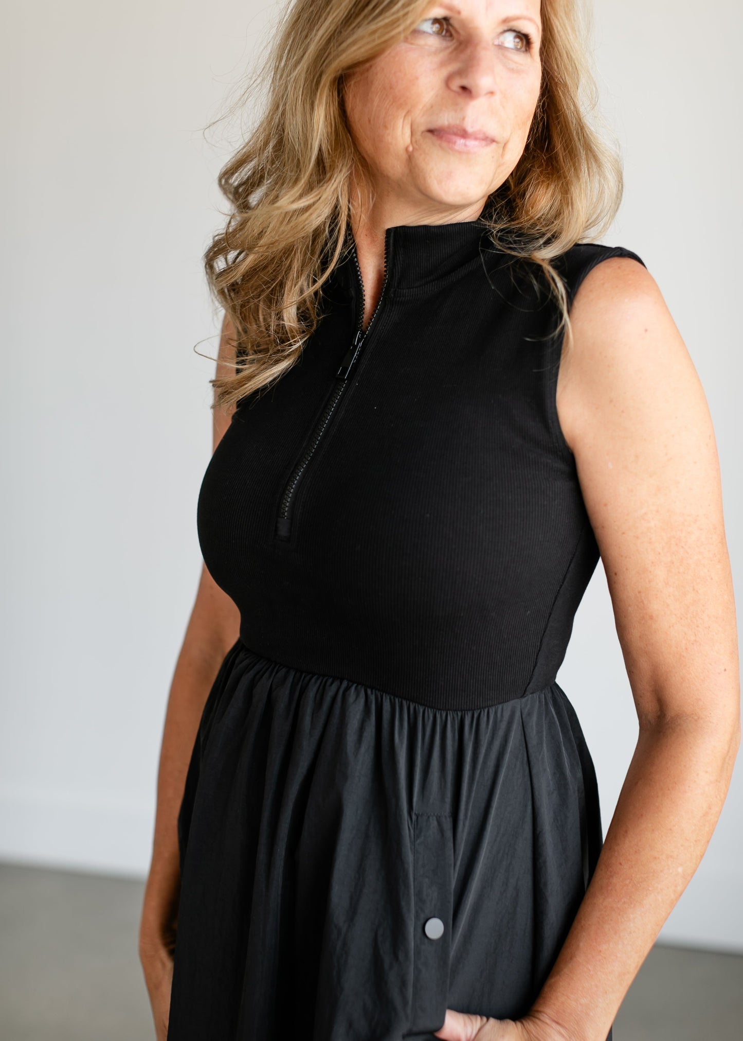 Berlin Half-Zip Sleeveless Midi Dress FF Dresses