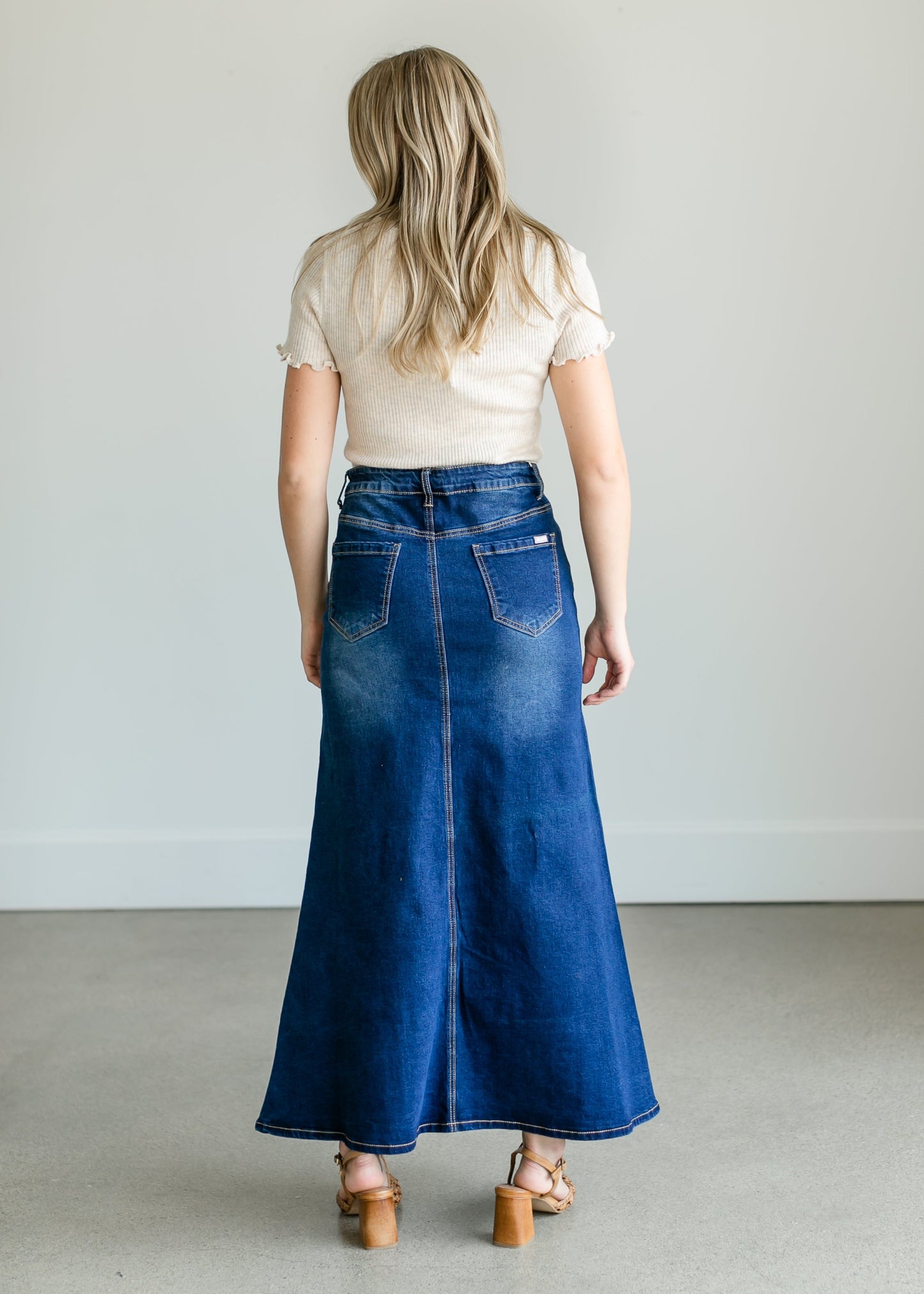 Bethany A-line Long Denim Skirt IC Skirts