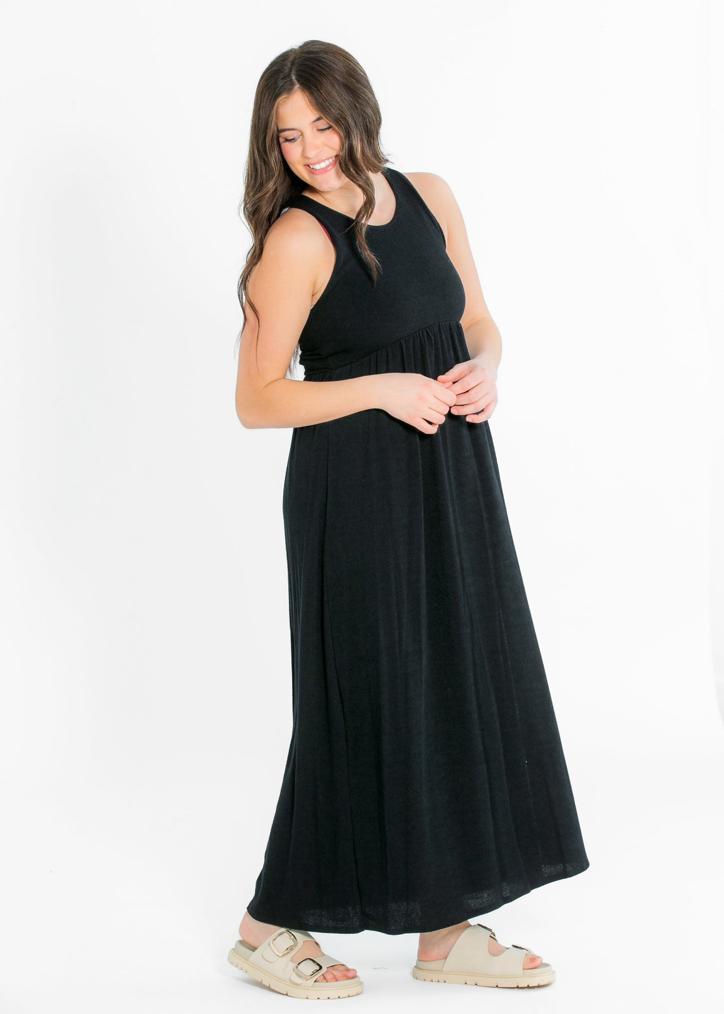 Black Knit Sleeveless Maxi Dress FF Dresses