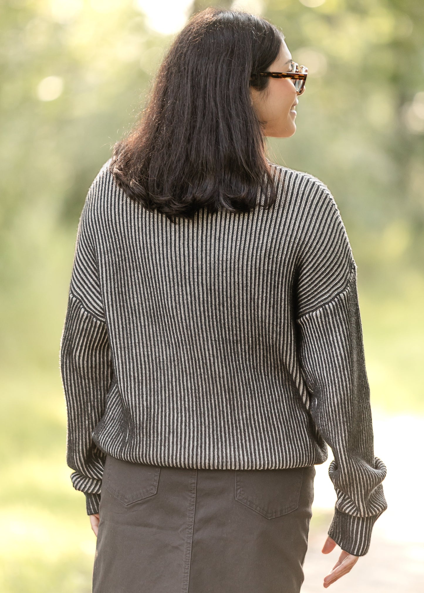 Black White Knit Sweater FF Tops