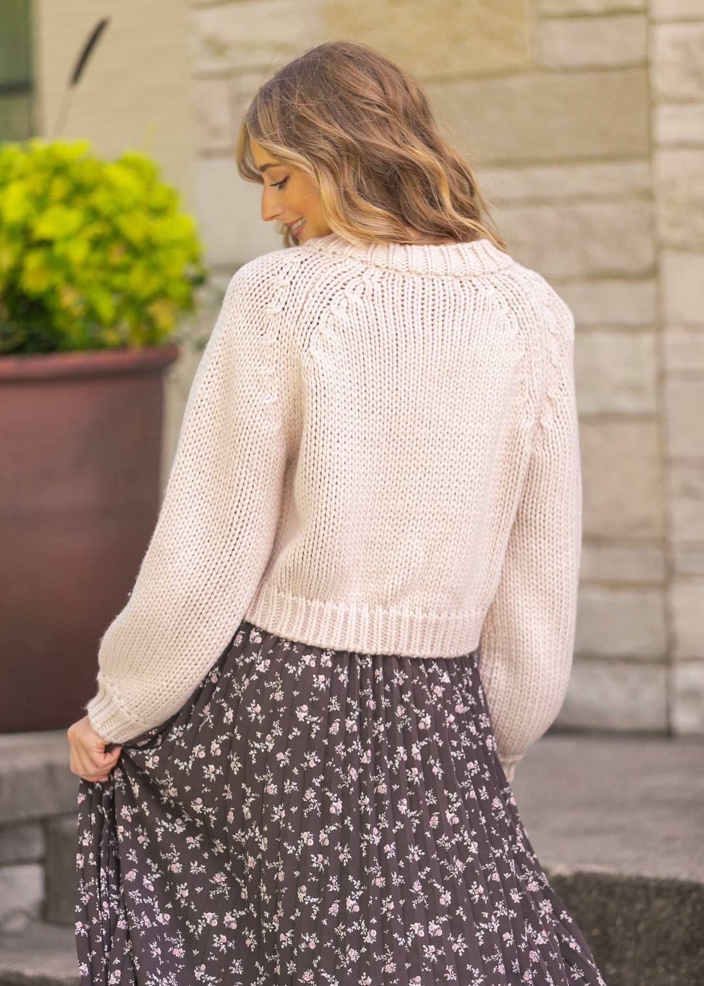 Blush Bubble Sleeve Cardigan FF Layering Essentials