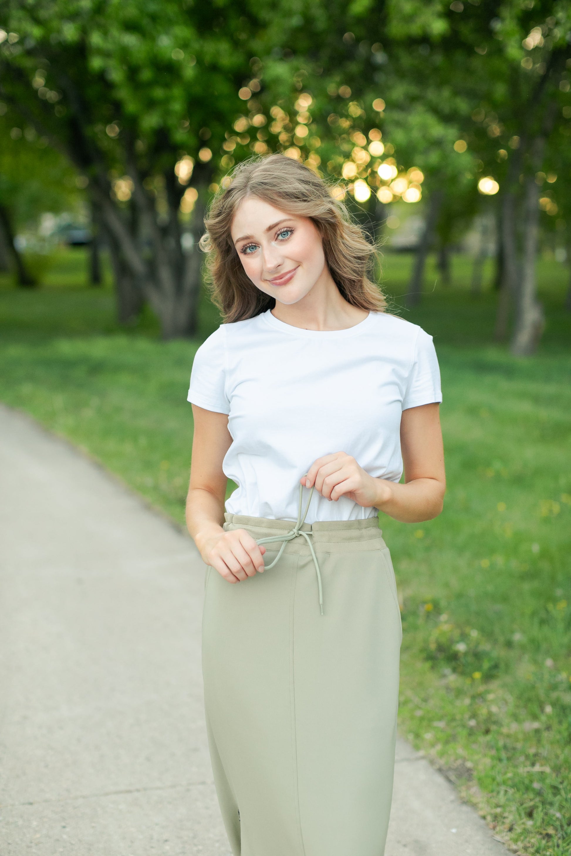 Bradi Side Zipper Athletic Green Sprig Midi Skirt IC Skirts