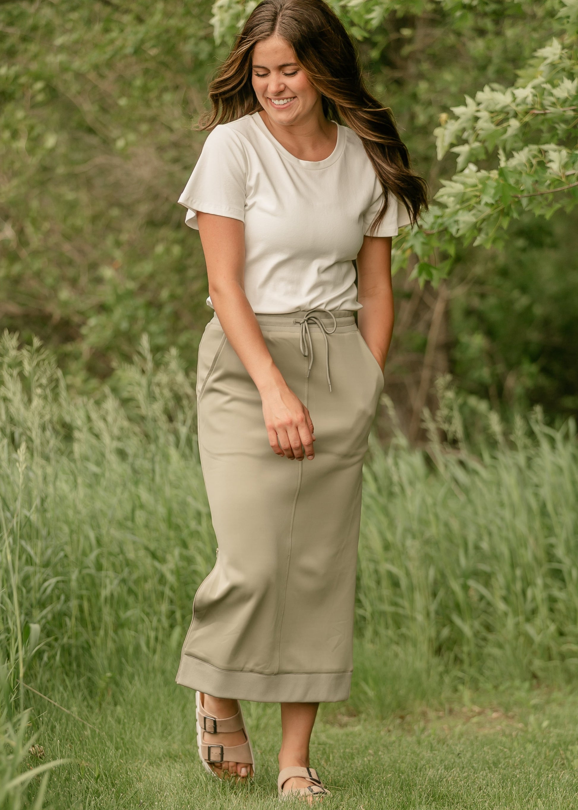 Bradi Side Zipper Athletic Midi Skirt IC Skirts