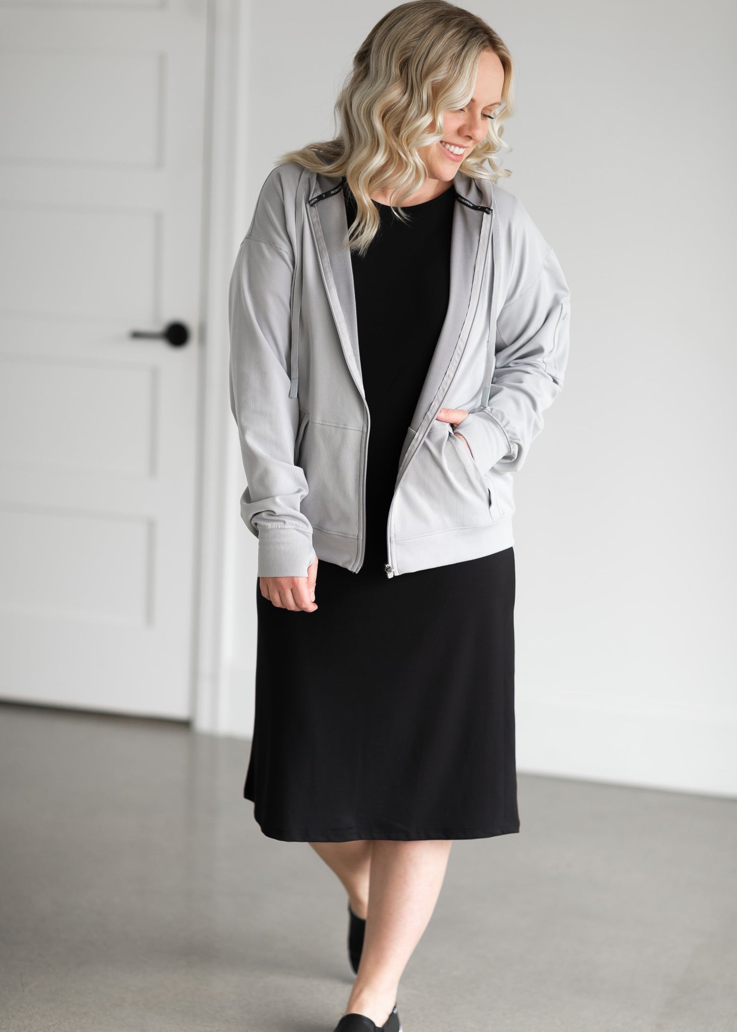 Brianne Active Ribbed Zip Up Hoodie Tops