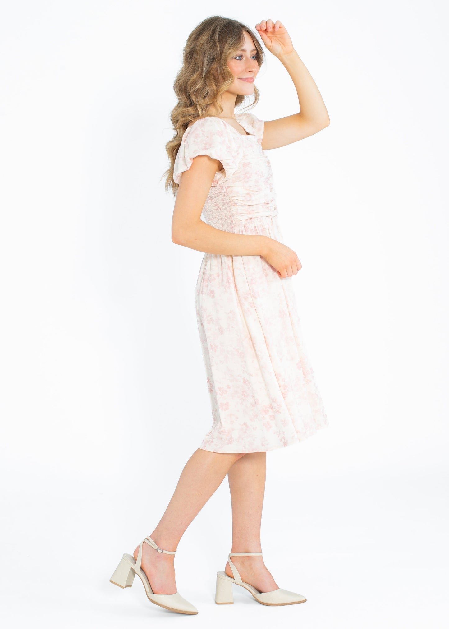 Brienna Ruched Bodice Cap Sleeve Midi Dress IC Dresses