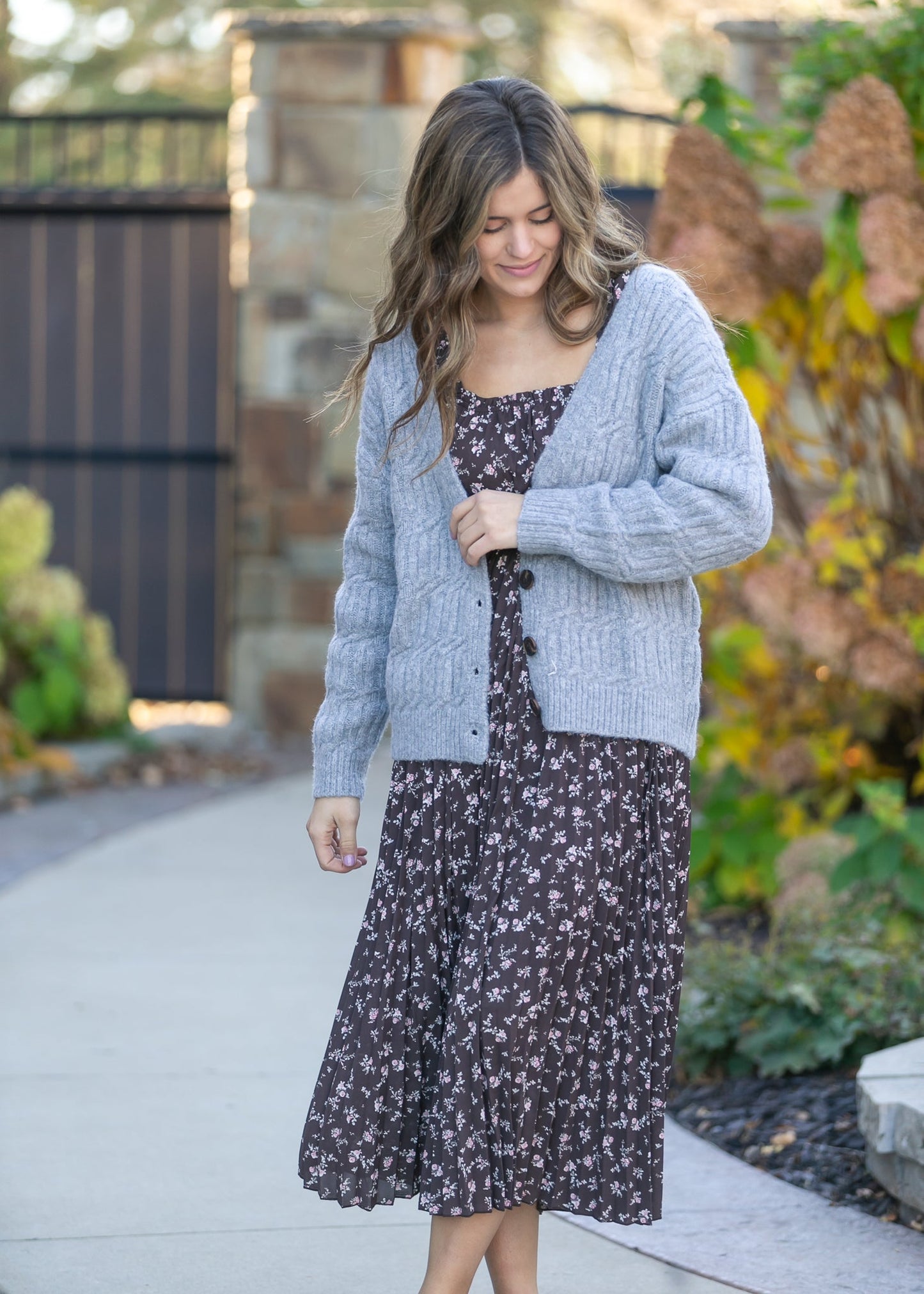 Button Down Cable Knit Cardigan FF Layering Essentials
