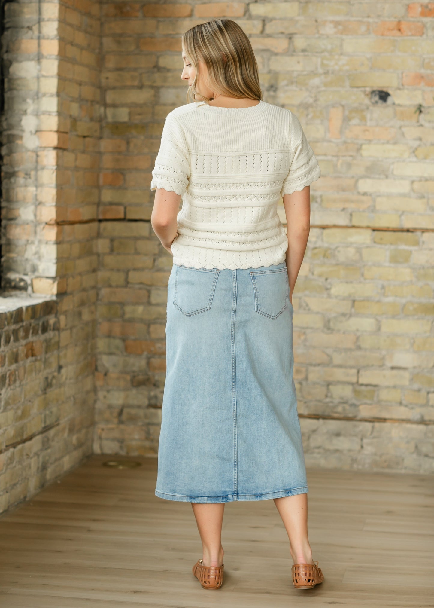 Button Front Denim Maxi Skirt FF Skirts