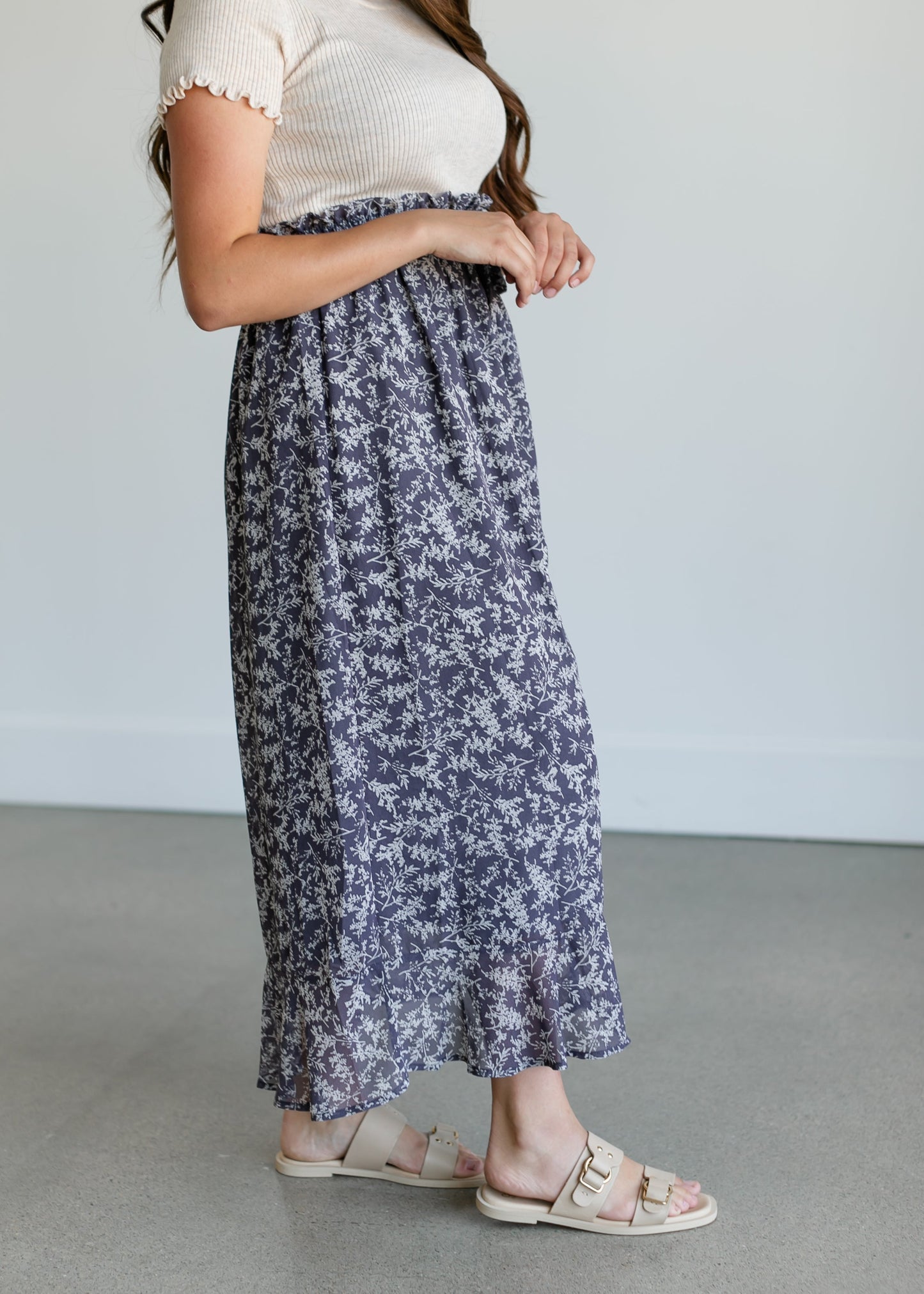 Button Front Floral Maxi Skirt FF Skirts