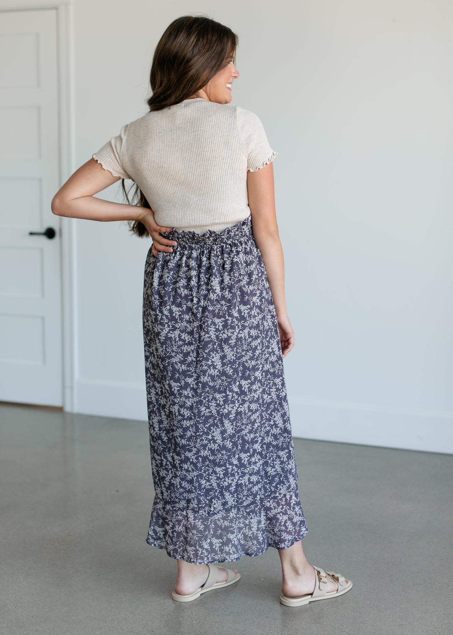 Button Front Floral Maxi Skirt FF Skirts