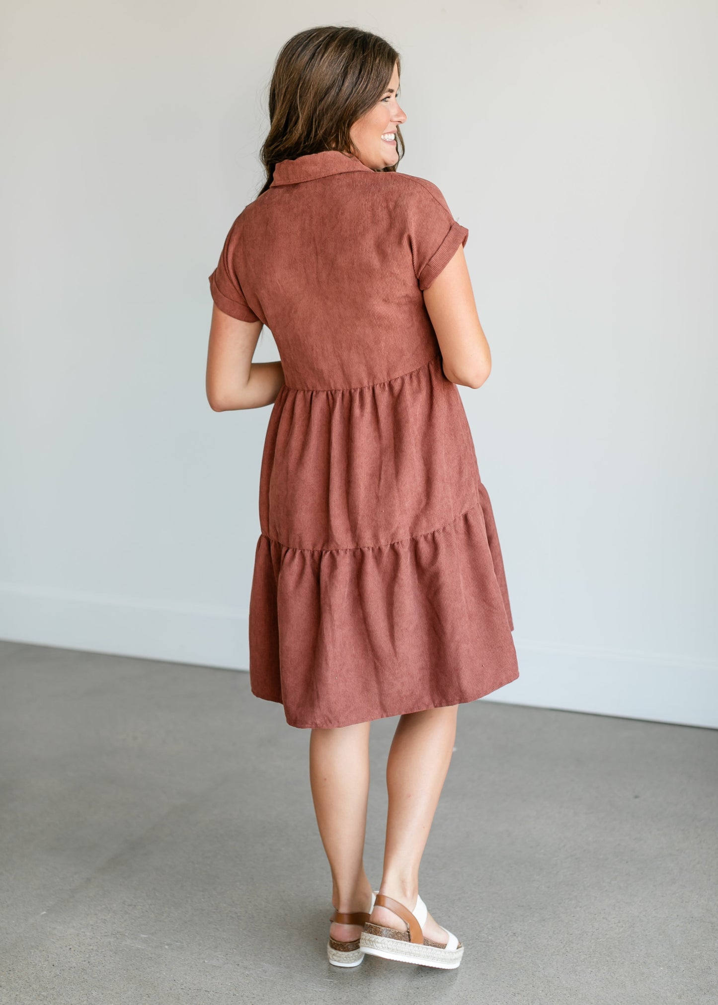 Button Up Corduroy Midi Dress FF Dresses