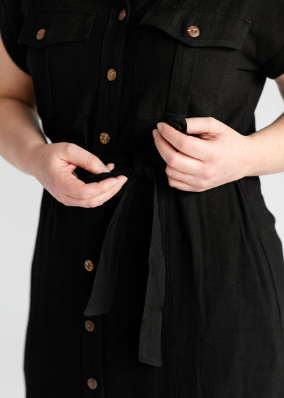 Button Up Midi Shirt Dress FF Dresses