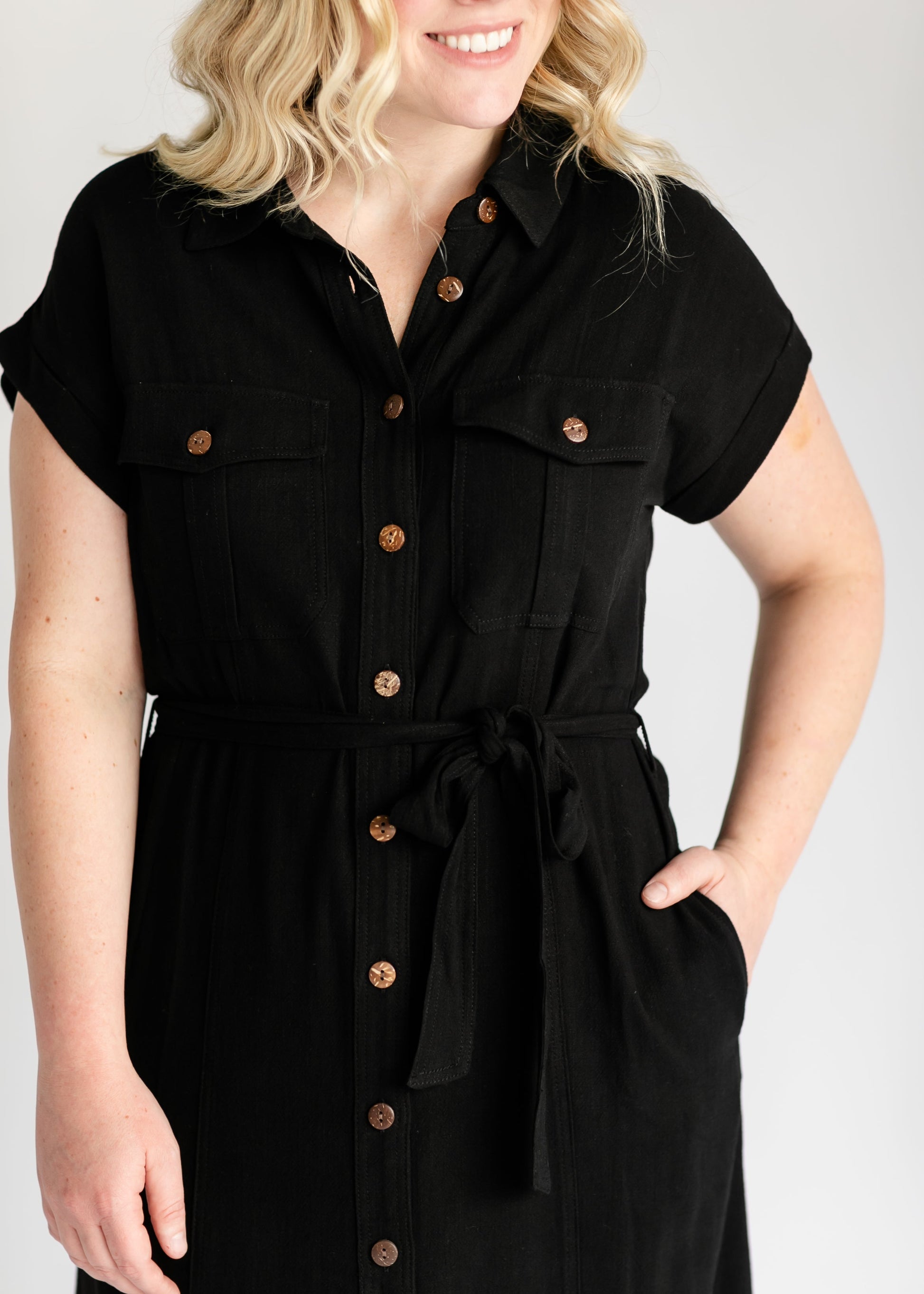 Button Up Midi Shirt Dress FF Dresses