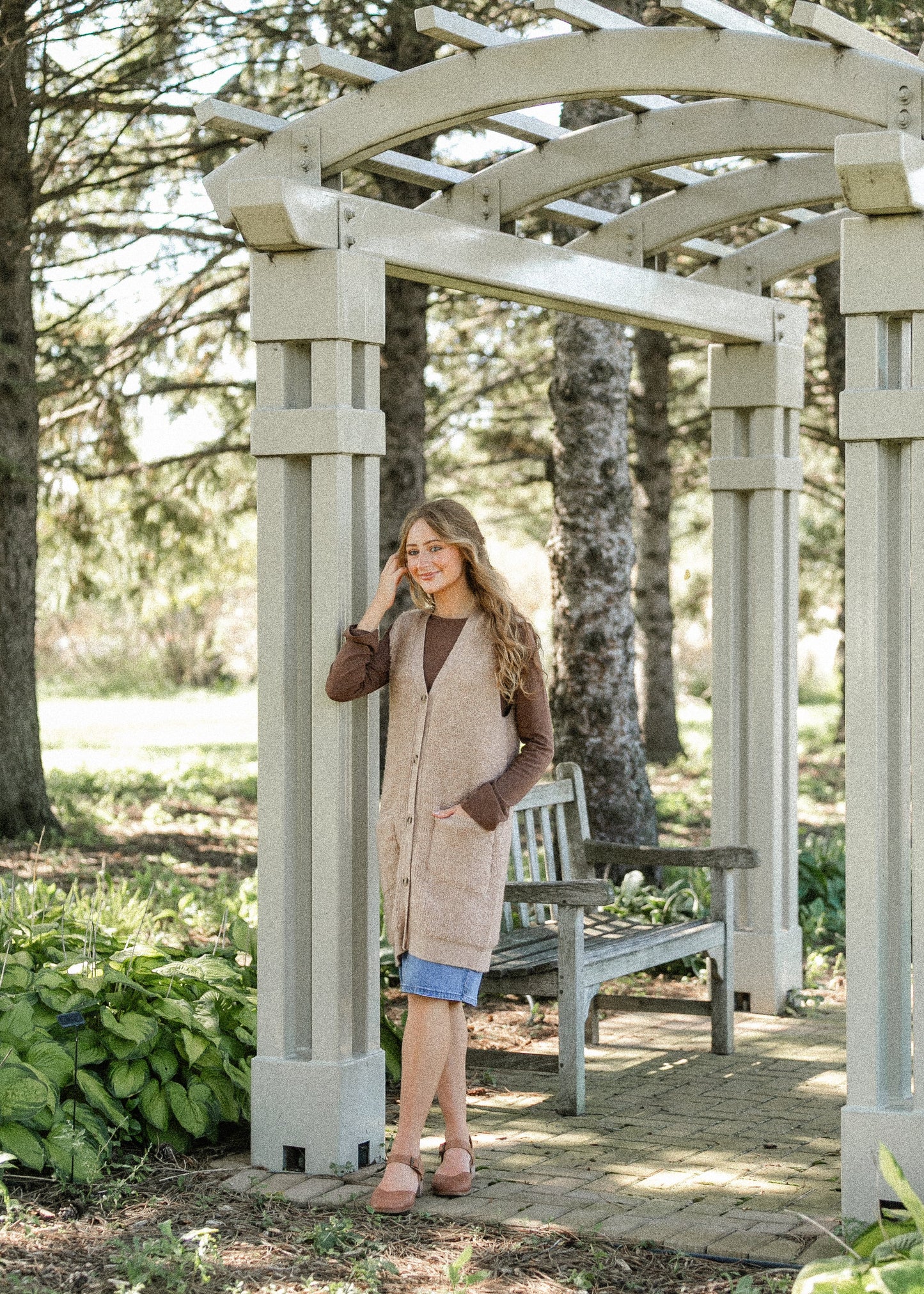 Button Up Teddy Knit Long Vest FF Layering Essentials