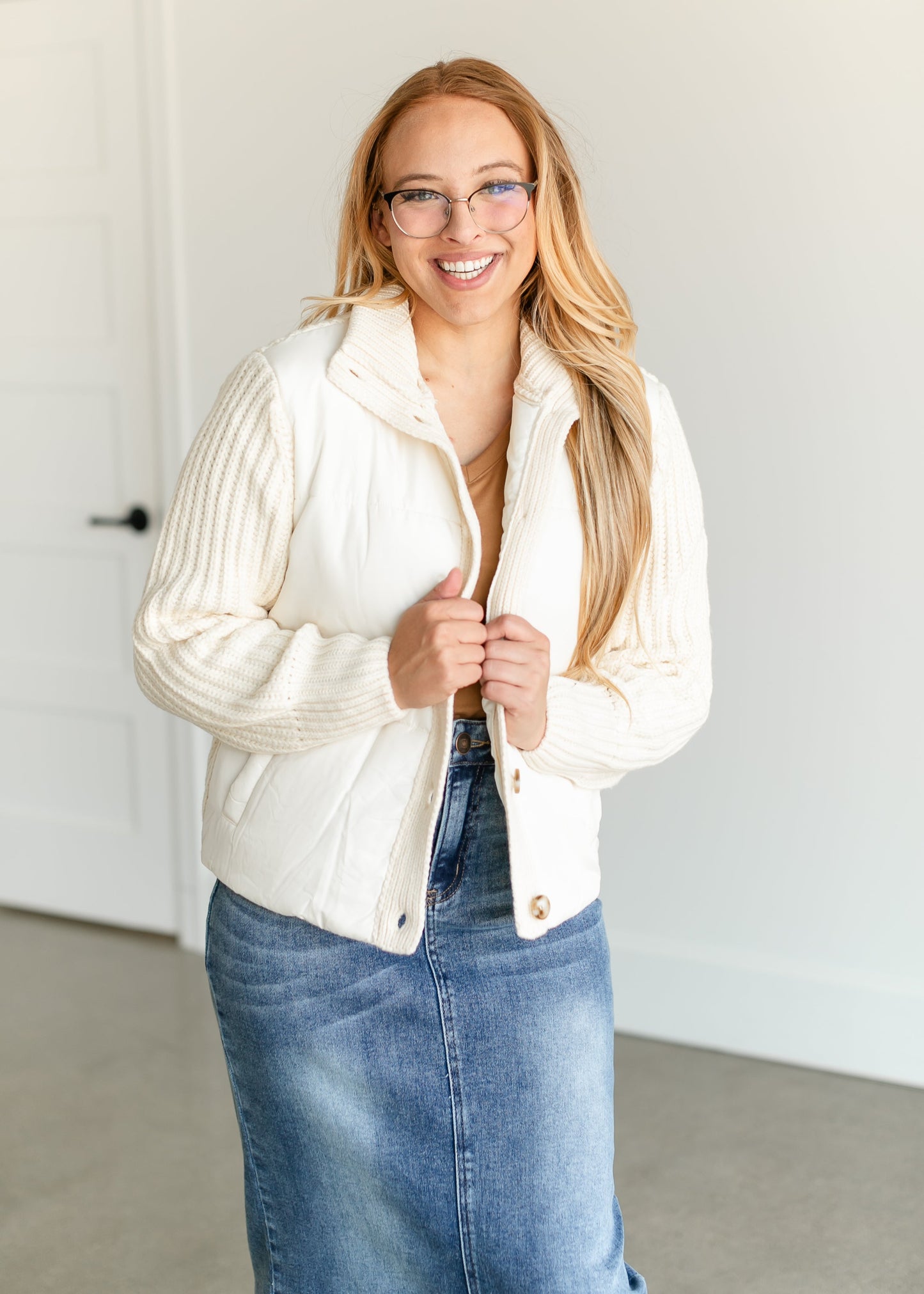 Button Up Turtleneck Sweater Jacket FF Tops