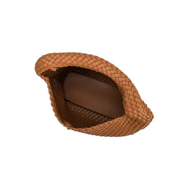 Camel Large Woven Vegan Leather Shoulder Bag Accessories Camel