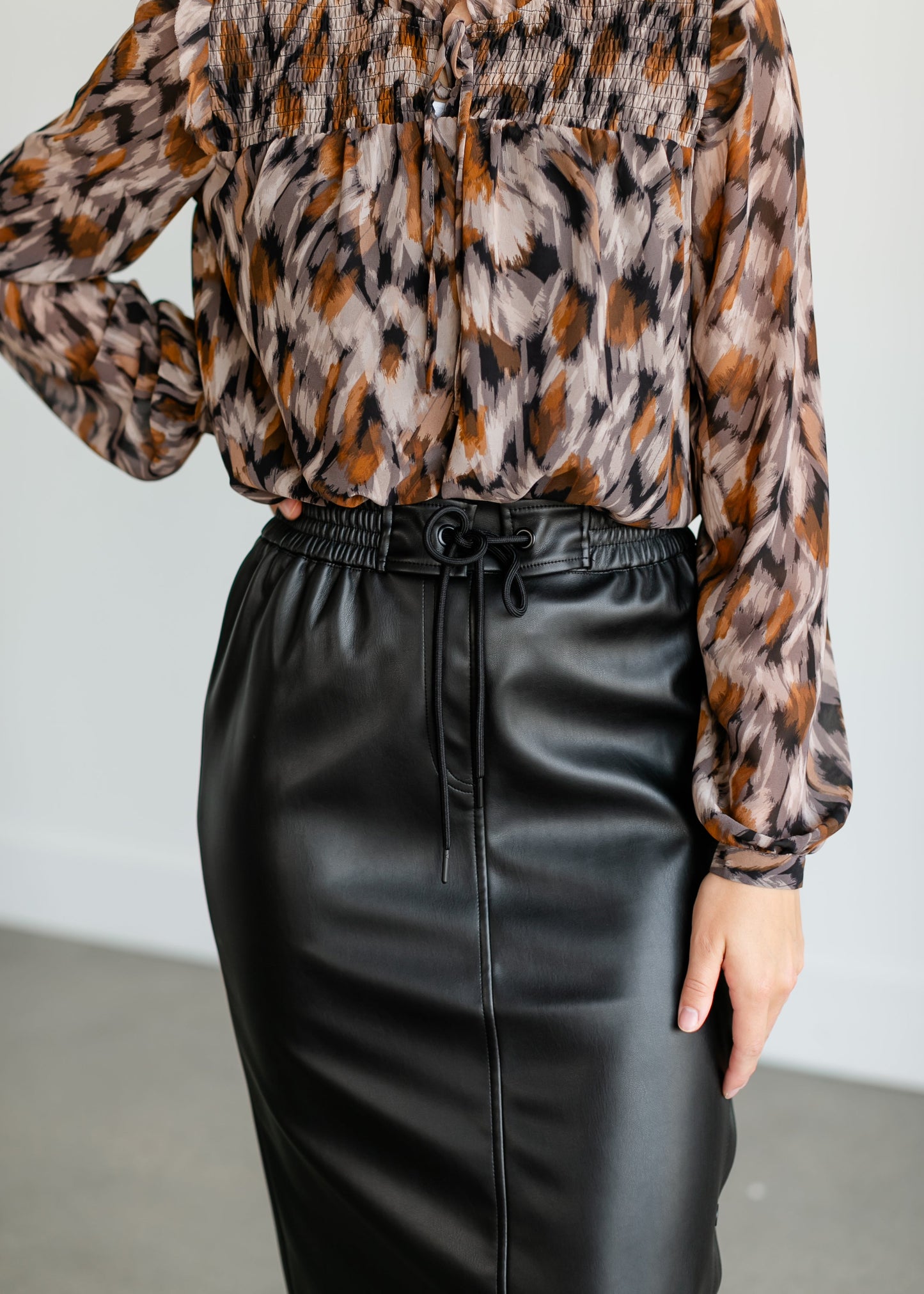 Carla Vegan Leather Midi Skirt FF Skirts
