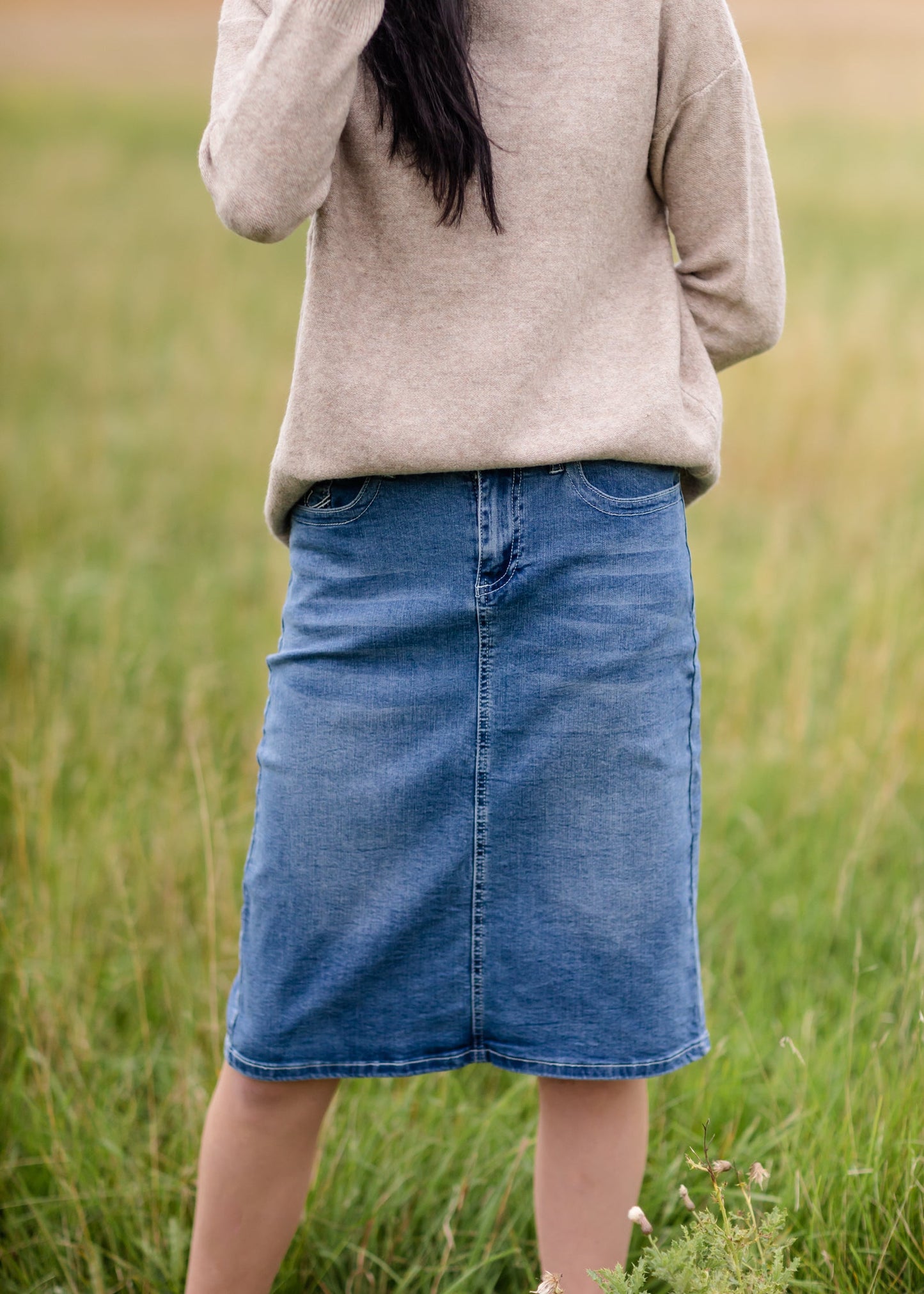 Carly Classic Light Denim Midi Skirt - FINAL SALE IC Skirts