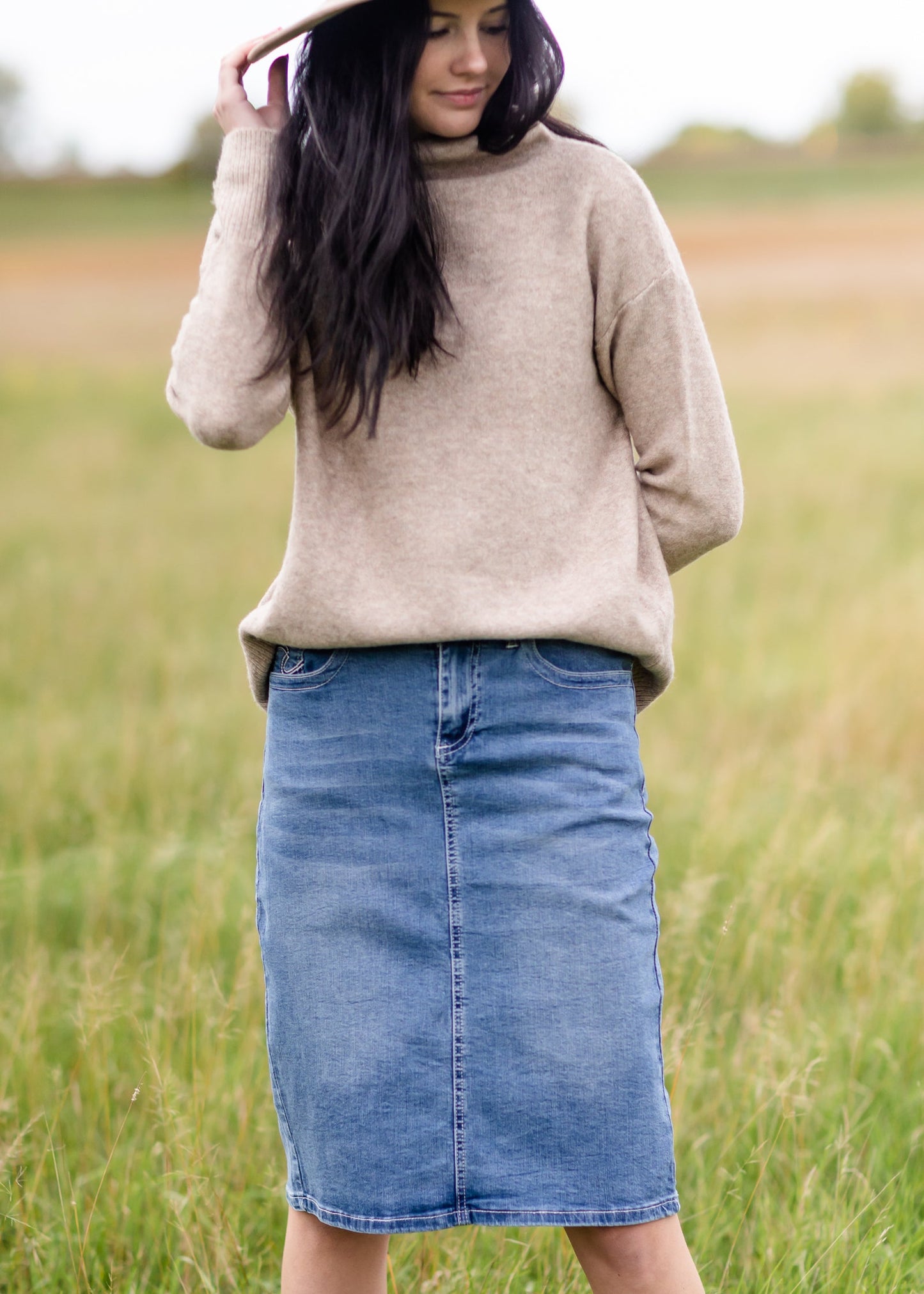 Carly Classic Light Denim Midi Skirt - FINAL SALE IC Skirts