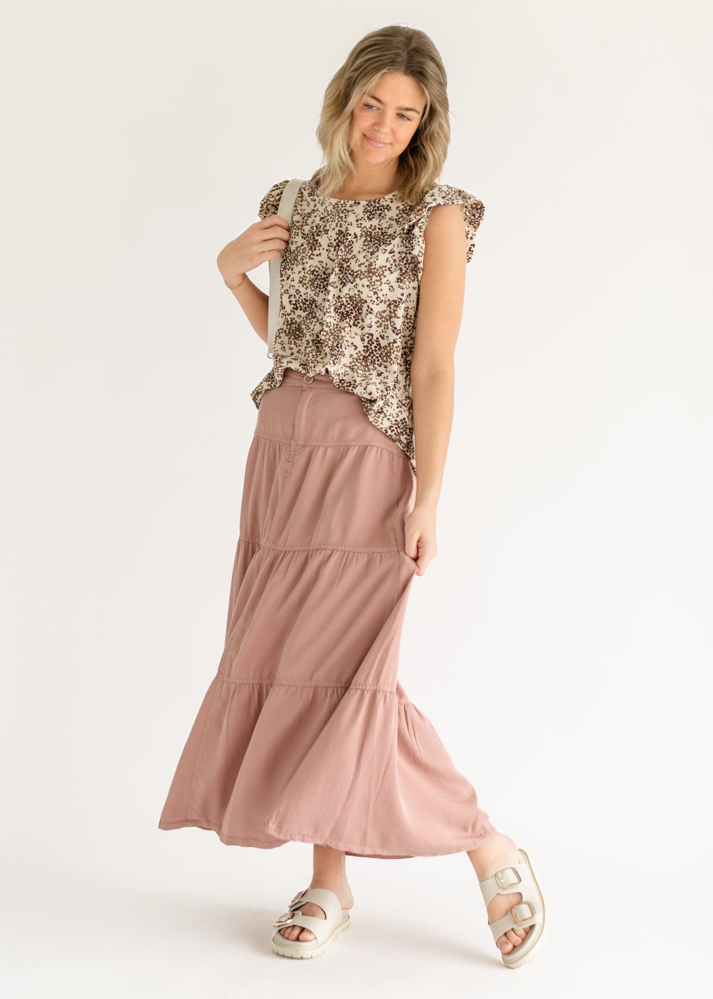 Chambray Tiered Colored Denim Skirt FF Skirts