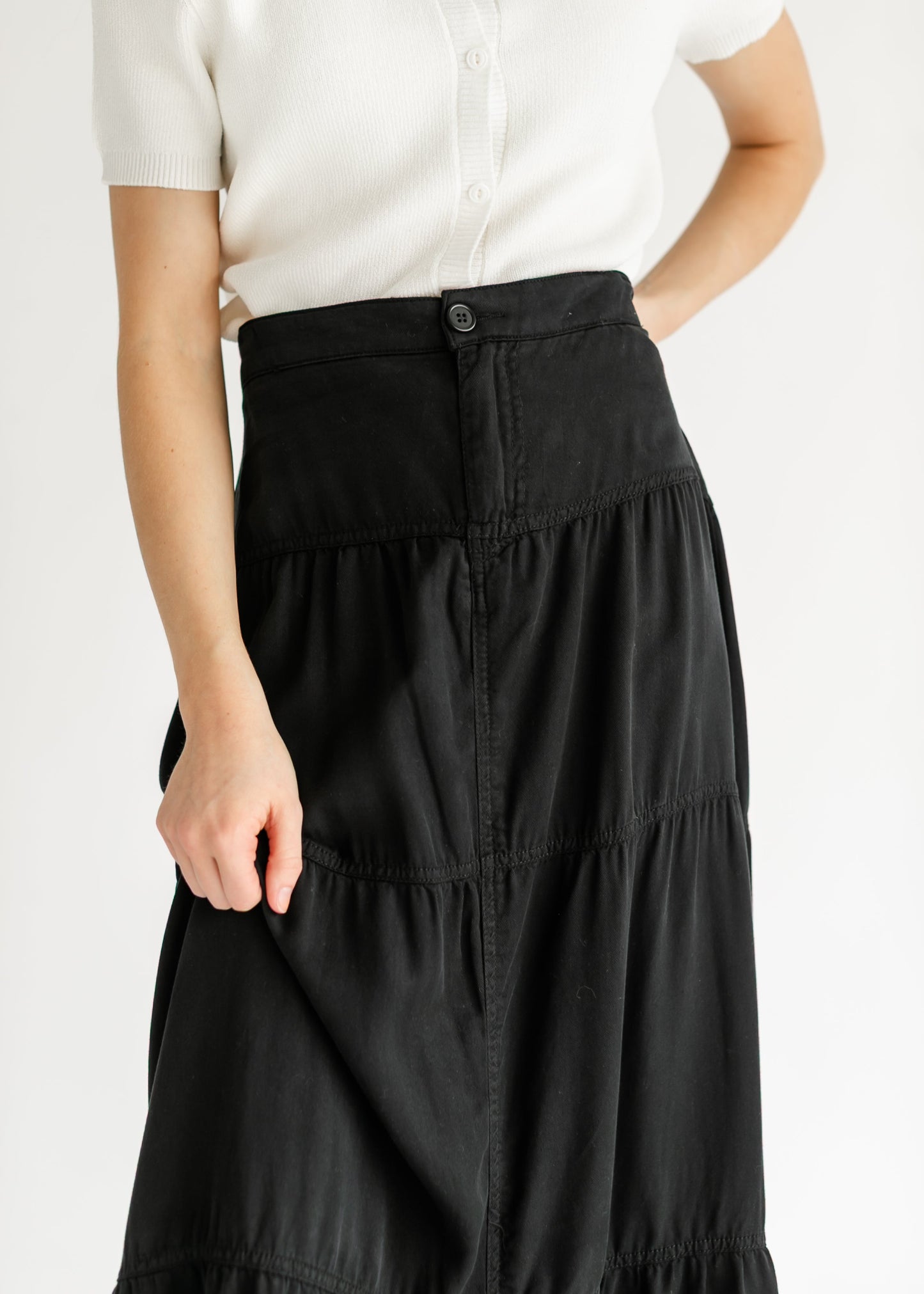 Chambray Tiered Colored Denim Skirt FF Skirts